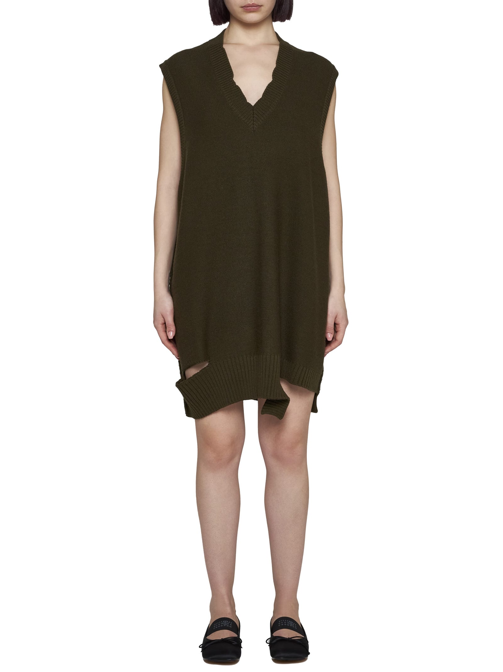 Shop Mm6 Maison Margiela Dress In Kaki