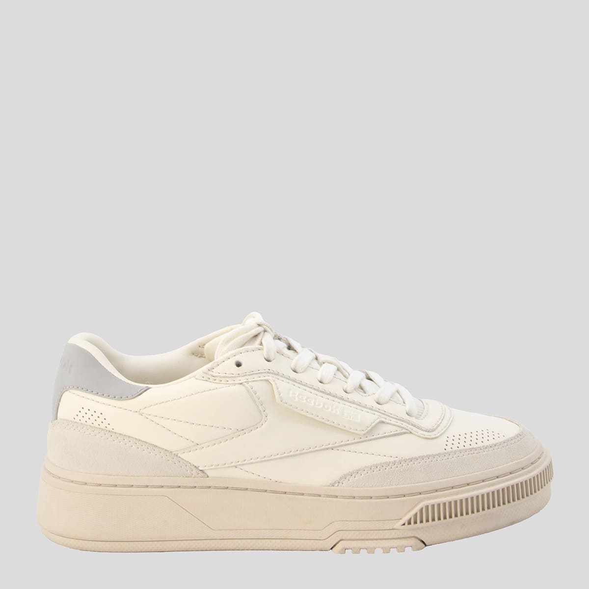 Shop Reebok White And Grey Leather C Ltd Sneakers