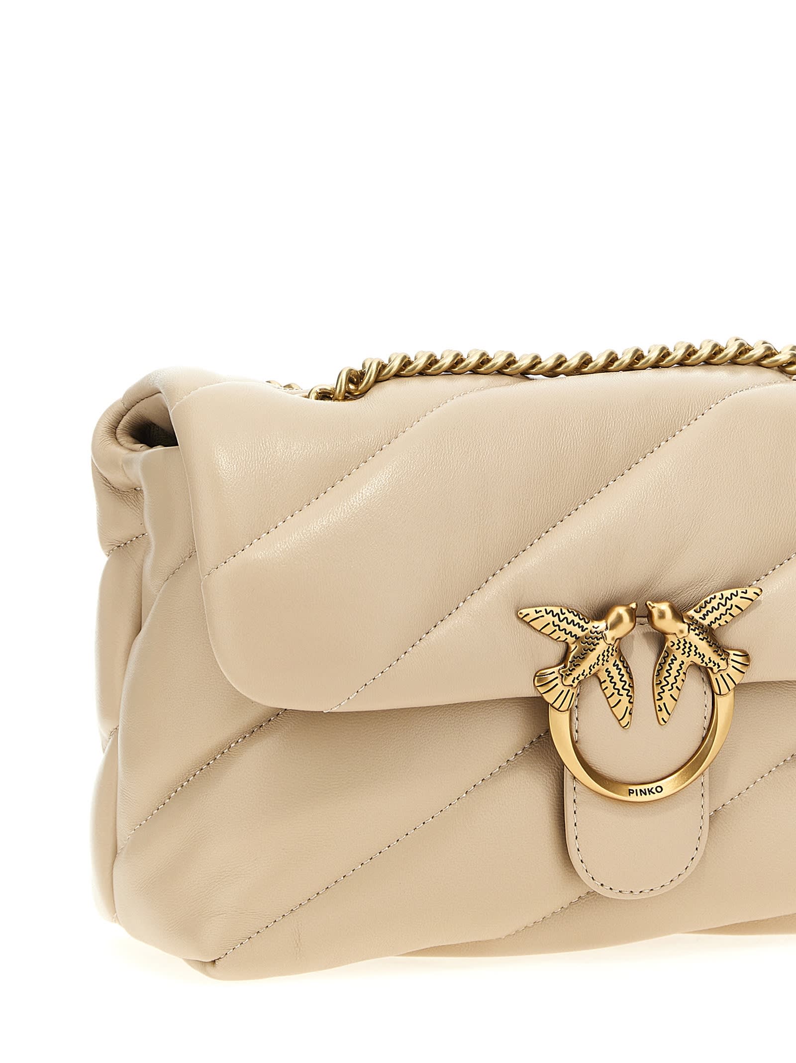 Pinko Classic Love Bag Puff Maxi Quilt Crossbody Bag In Beige