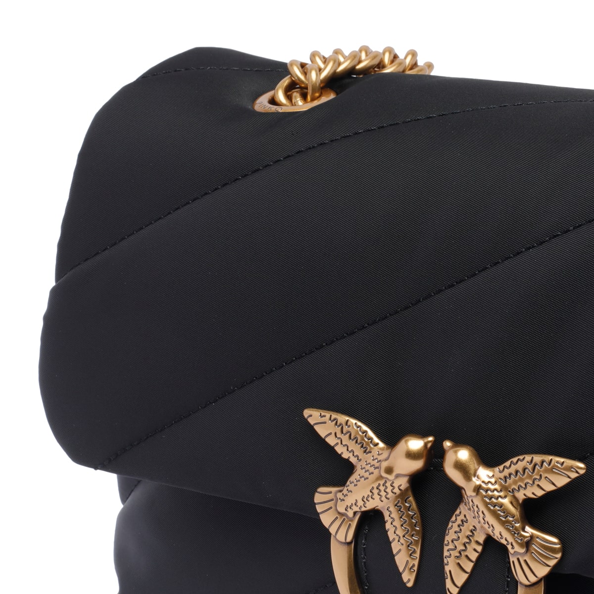 Pinko Love Bag Recycled Tissue Crossbody Bag In Nero-antique Gold