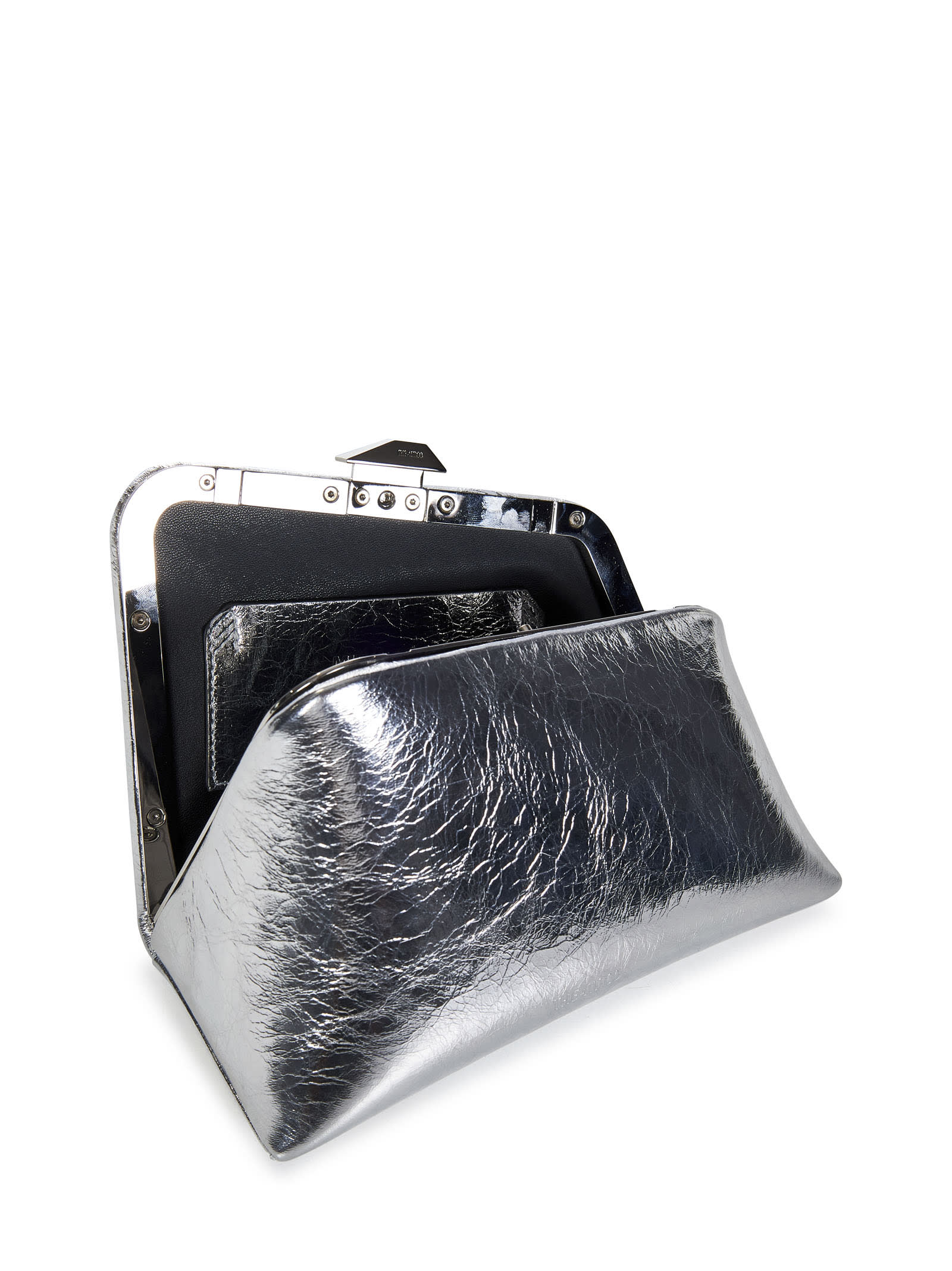 Shop Attico Midnight Mini Clutch In Silver