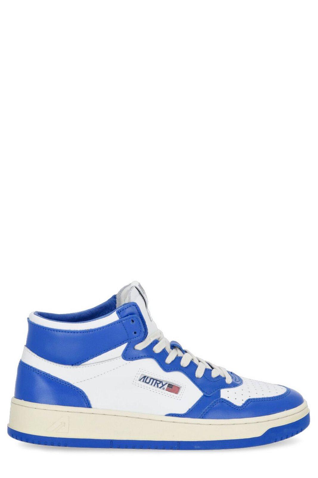 Shop Autry Colourblock Hight-top Lace-up Sneakers In Blue