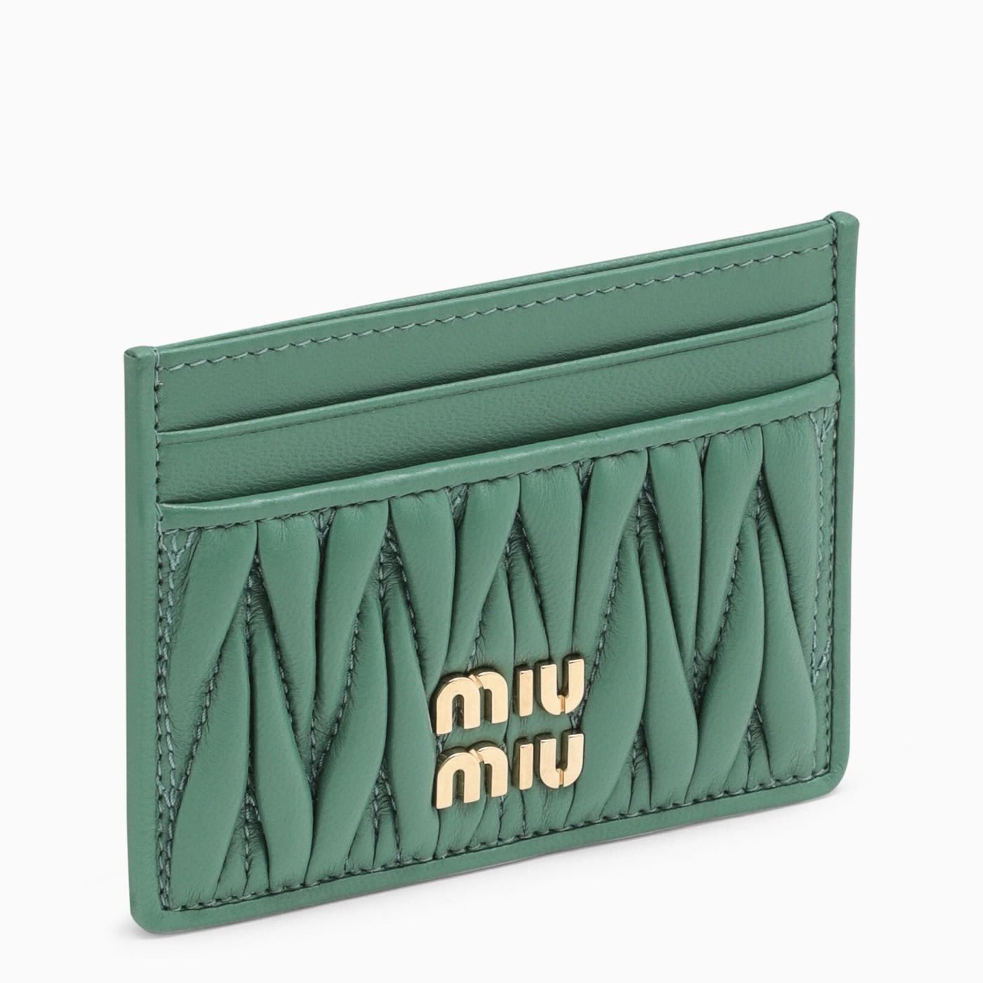 Miu Miu Sage Matelassu00e9 Leather Cardholder