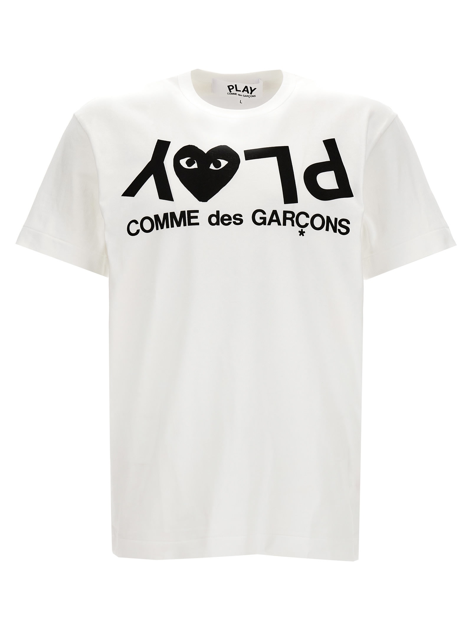 Shop Comme Des Garçons Play Logo Print T-shirt In White/black
