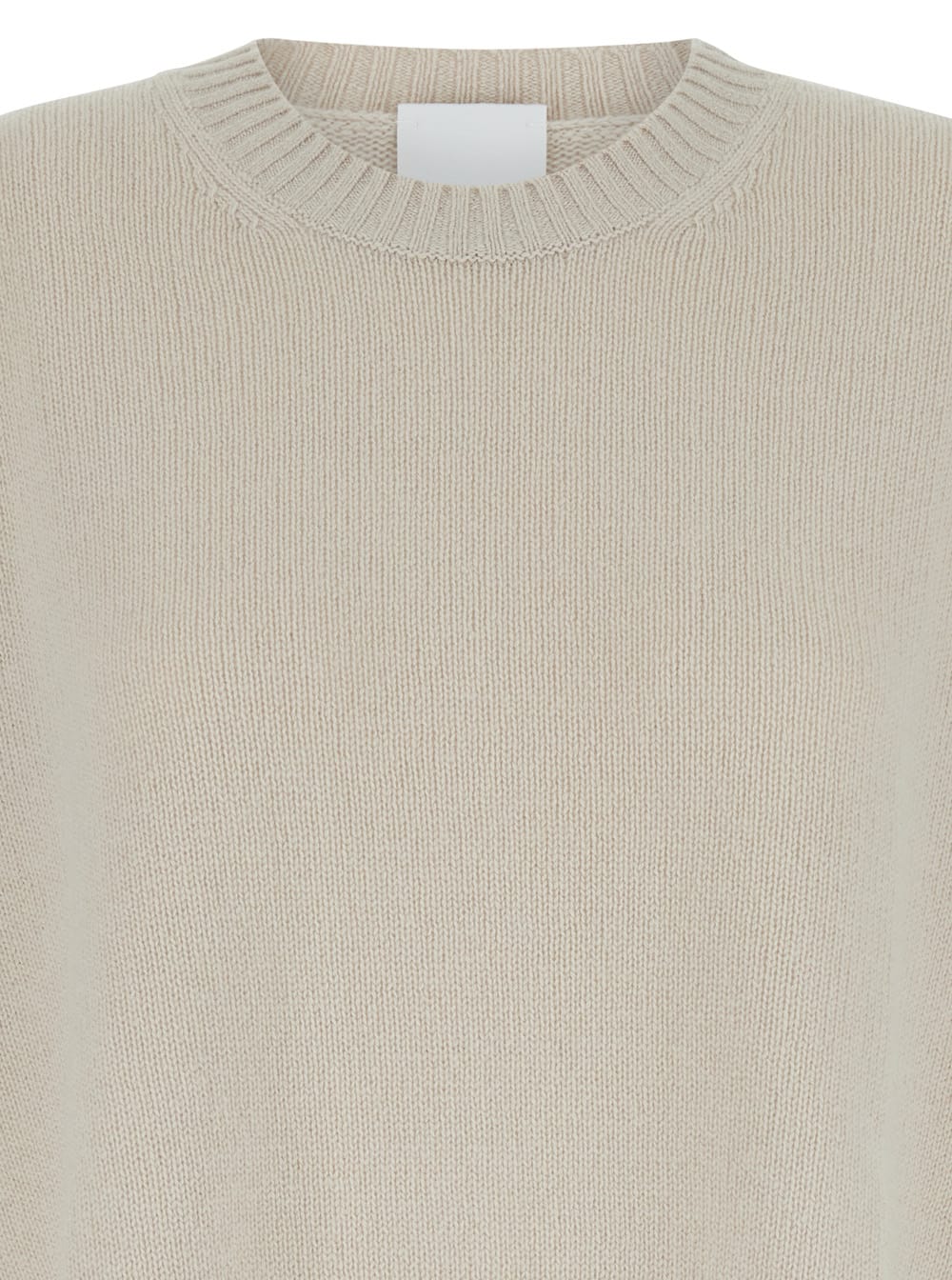 Shop Allude Beige Crewneck Sweater With Dropped Shoulders In Cashmere Woman