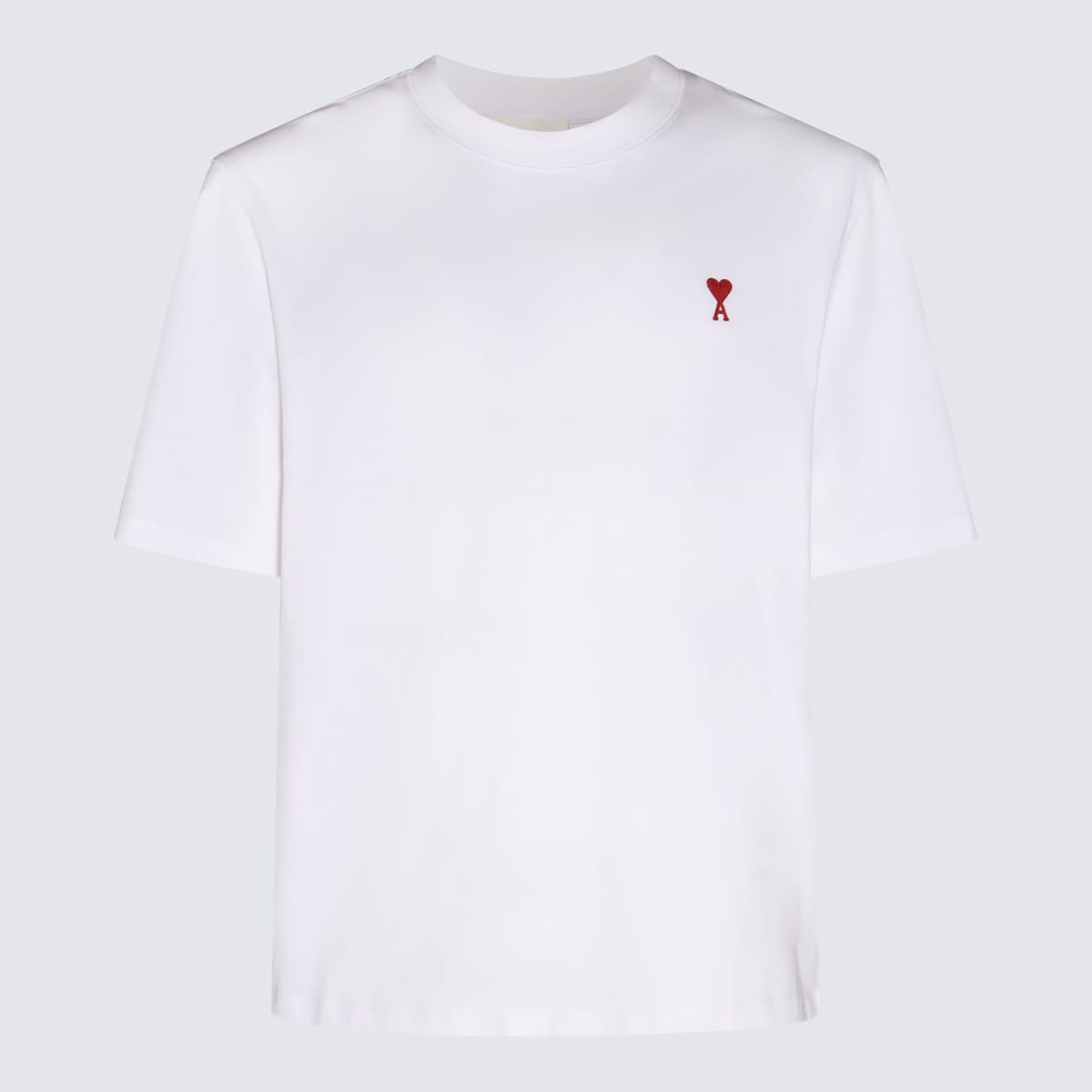 Ami Alexandre Mattiussi White And Red Cotton Ami De Coeur T-shirt