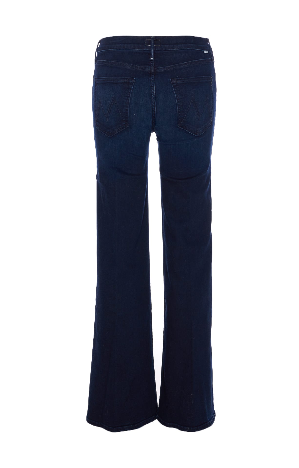 Mother Hustler Roller Sneak Slightly Flared Stonewashed Denim Trousers In Blue