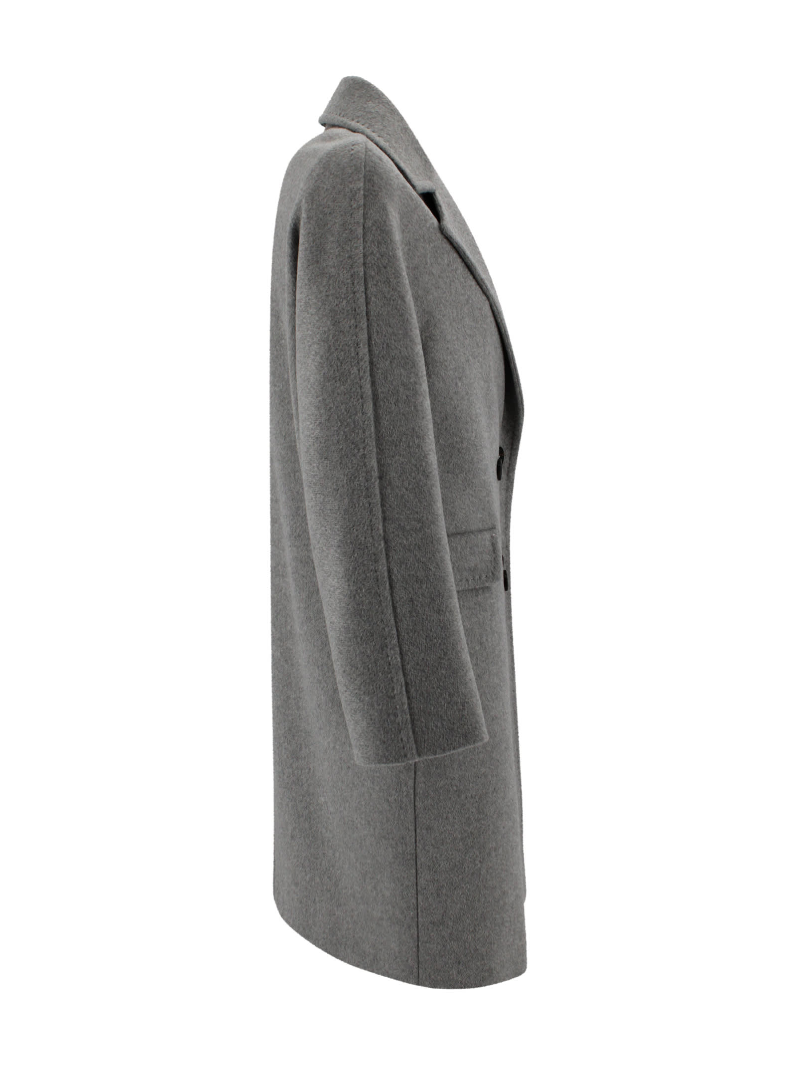 Max Mara Double-breasted Coat In Cashmere, Alpaca And Wool In Gray
