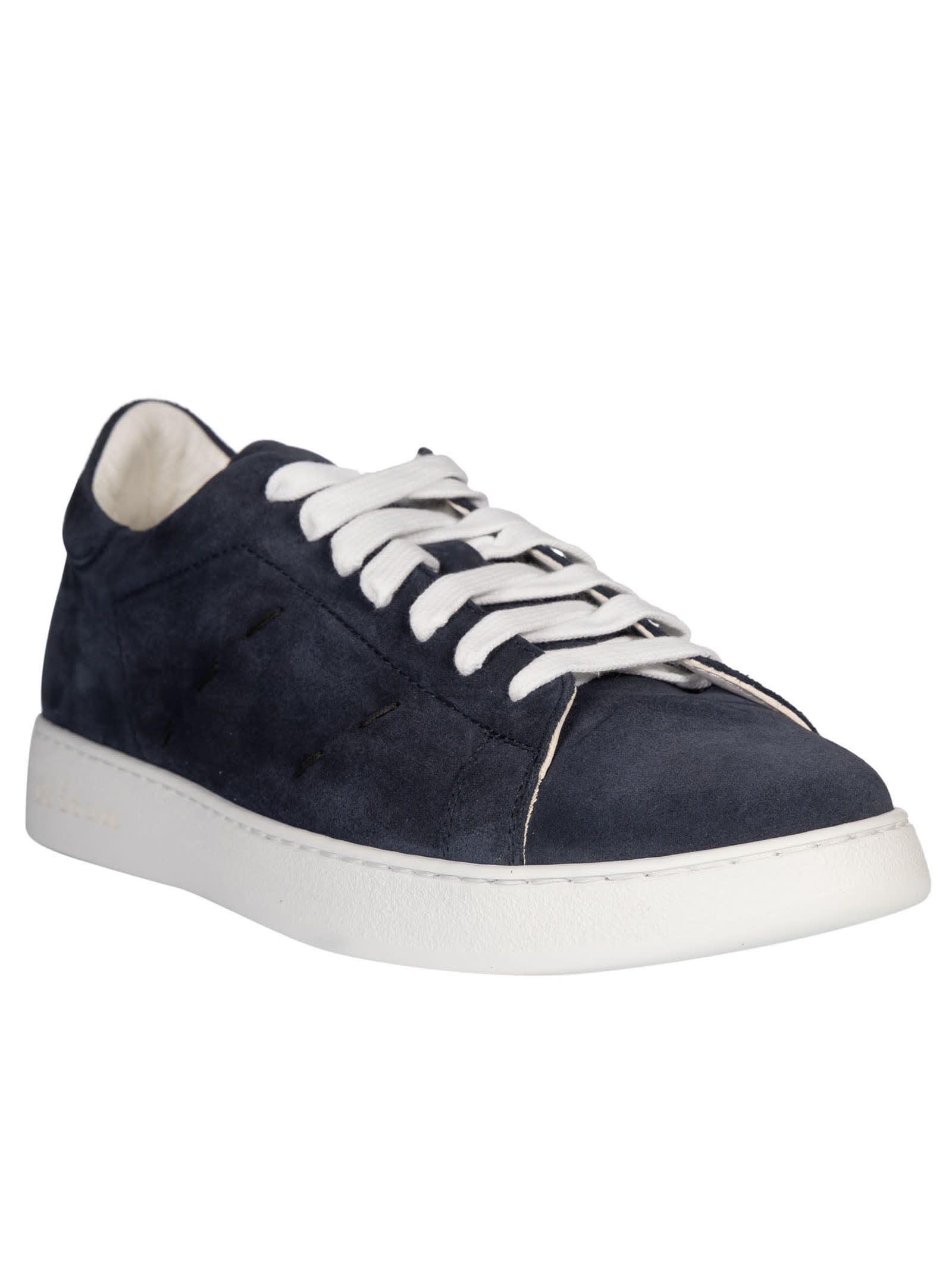 Shop Kiton Sewed Detail Low Sneakers In Blue