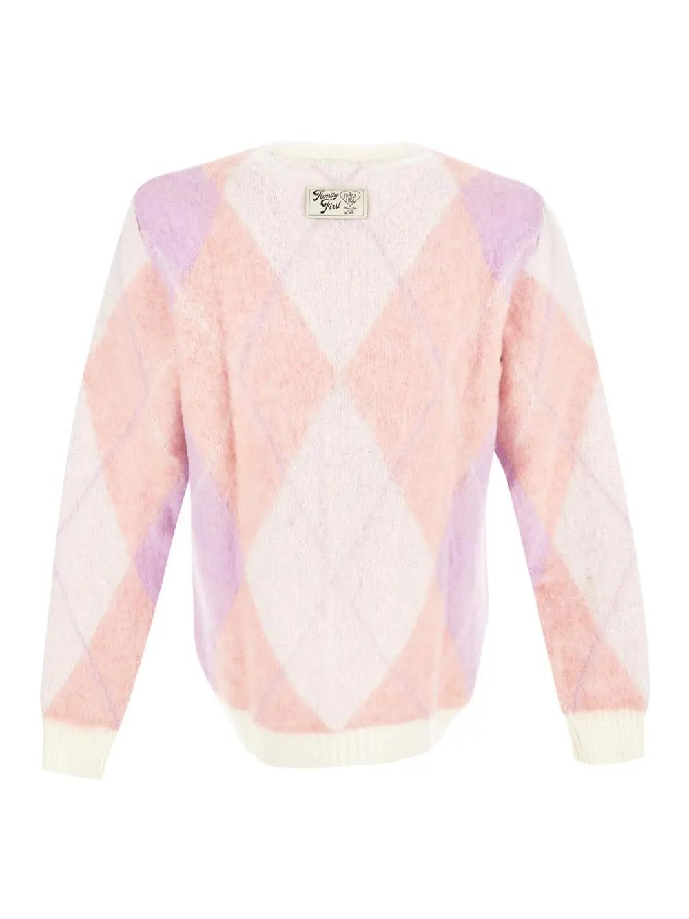Shop Family First Milano Rombi Crewneck Knitwear In Pink