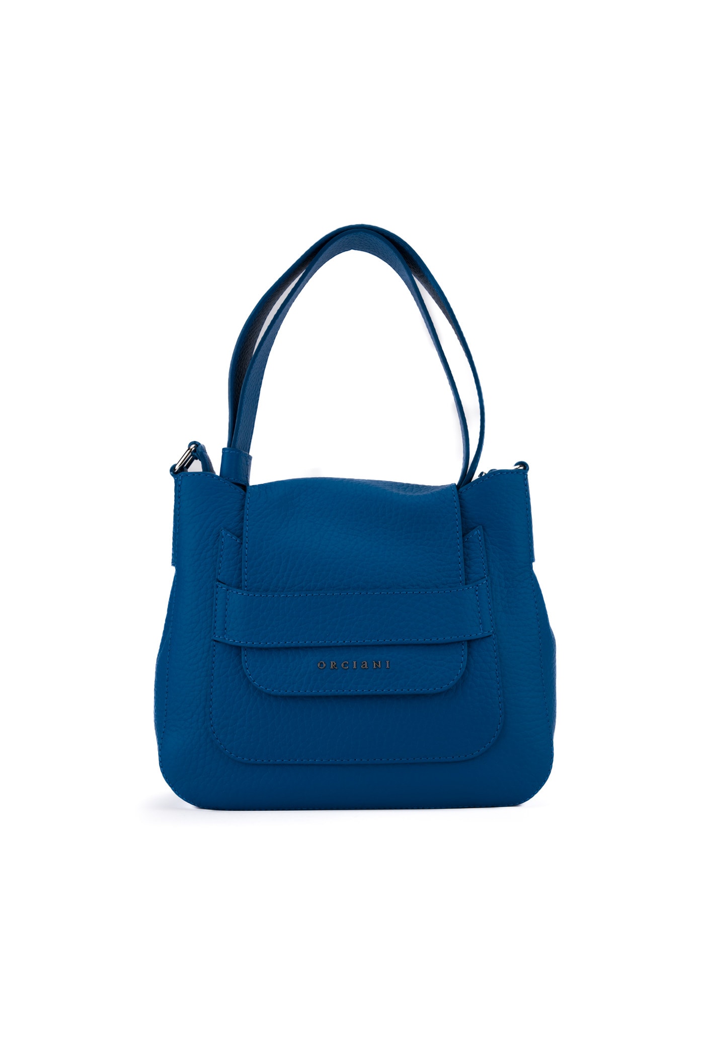 Shop Orciani Dama Soft Midi Bag In Leather In Blu Elettrico