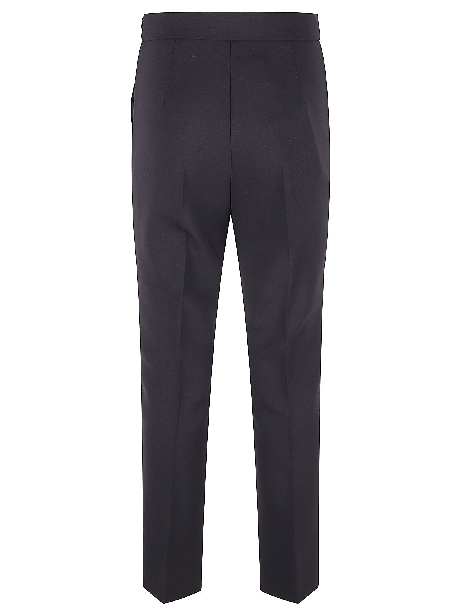 Max Mara Tailored Black Trousers With Structured Waistband In Ultramarine
