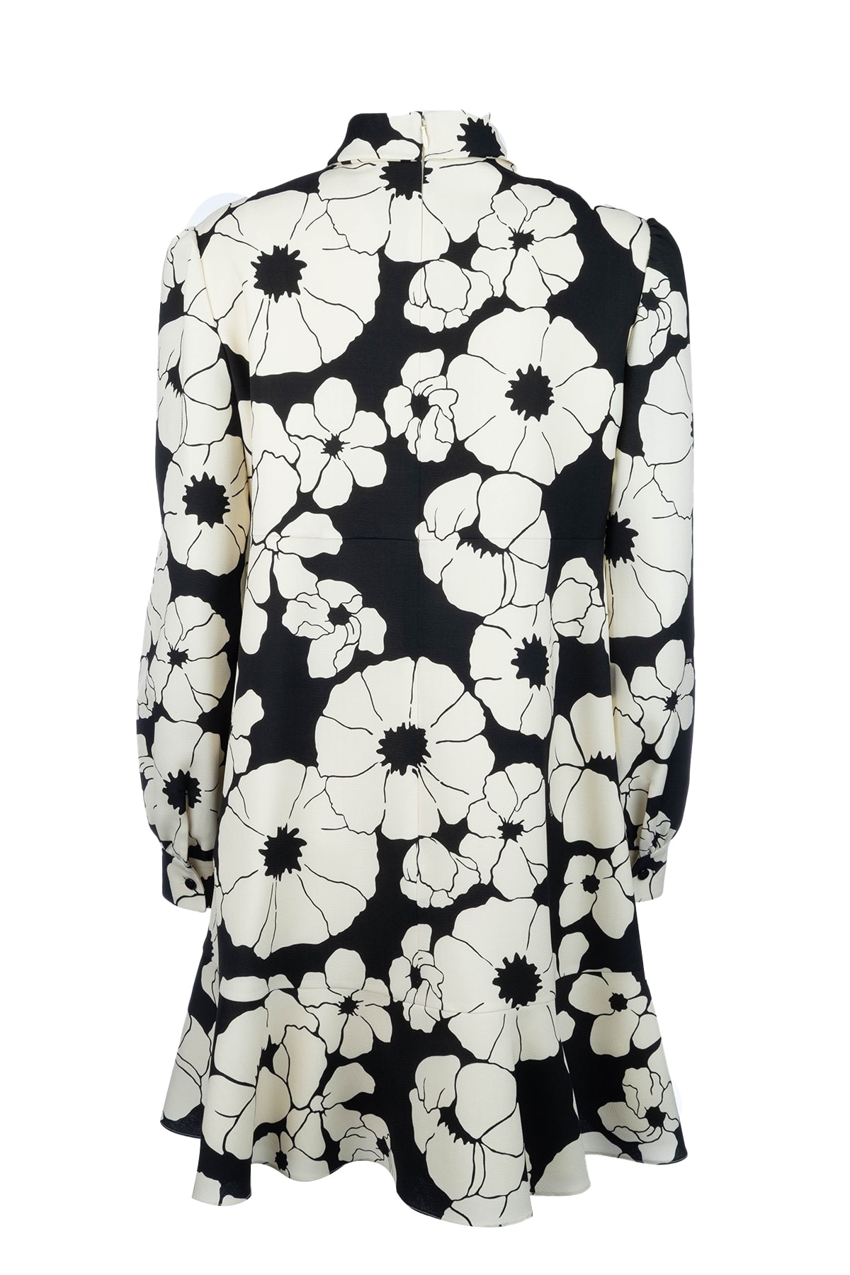 Celine Bow Floral High Neck Long Sleeve Dress In Multi