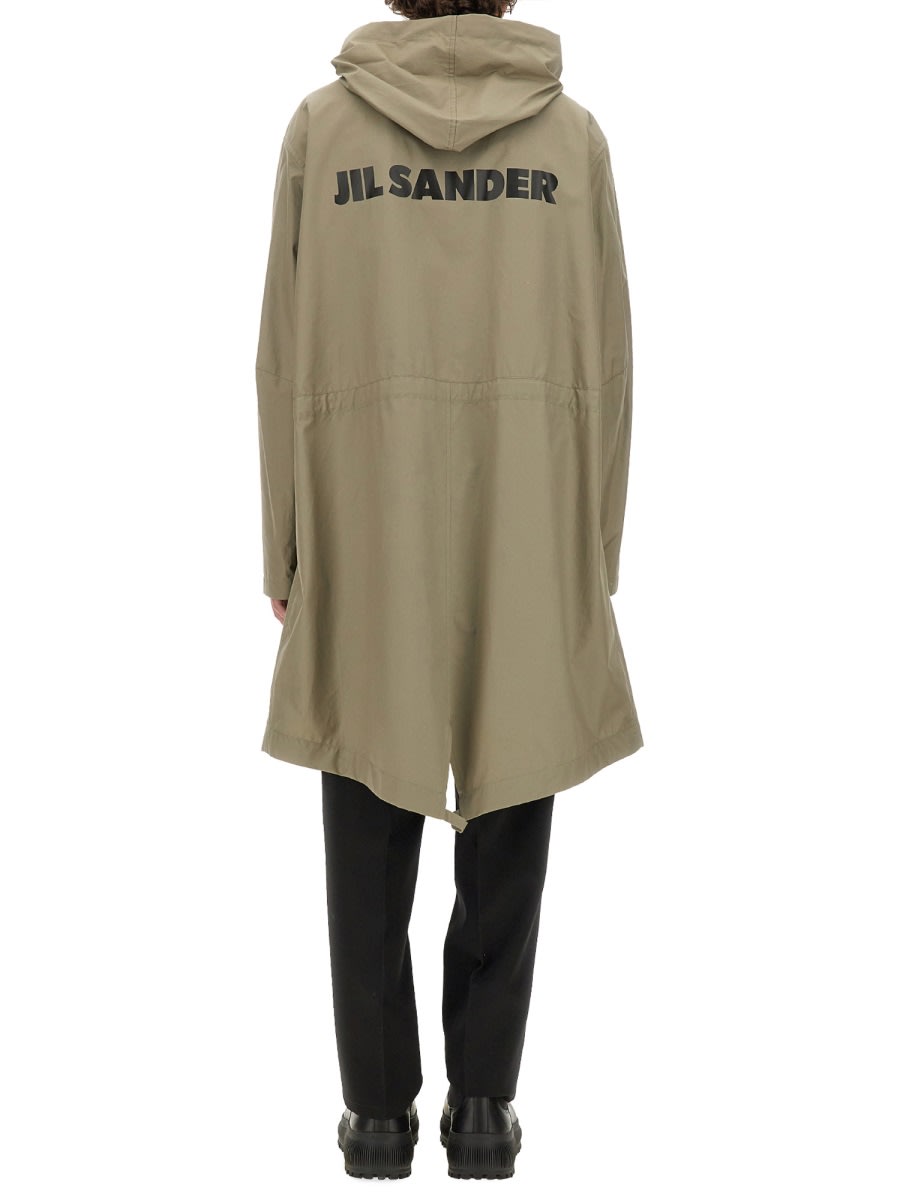 Jil Sander Parka With Logo In Green