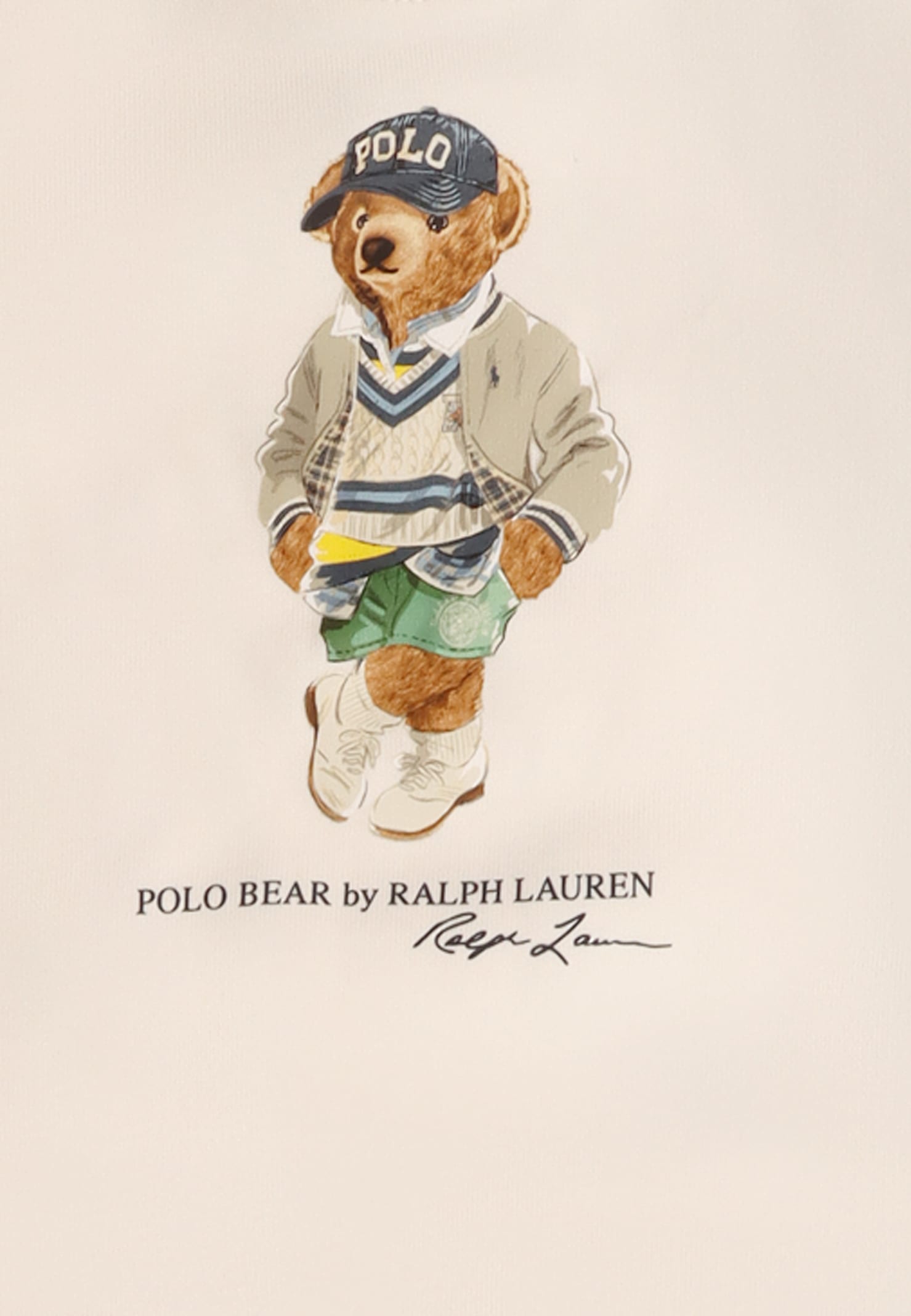 Ralph Lauren White Sweatshirt For Baby Boy With Polo Bear In White