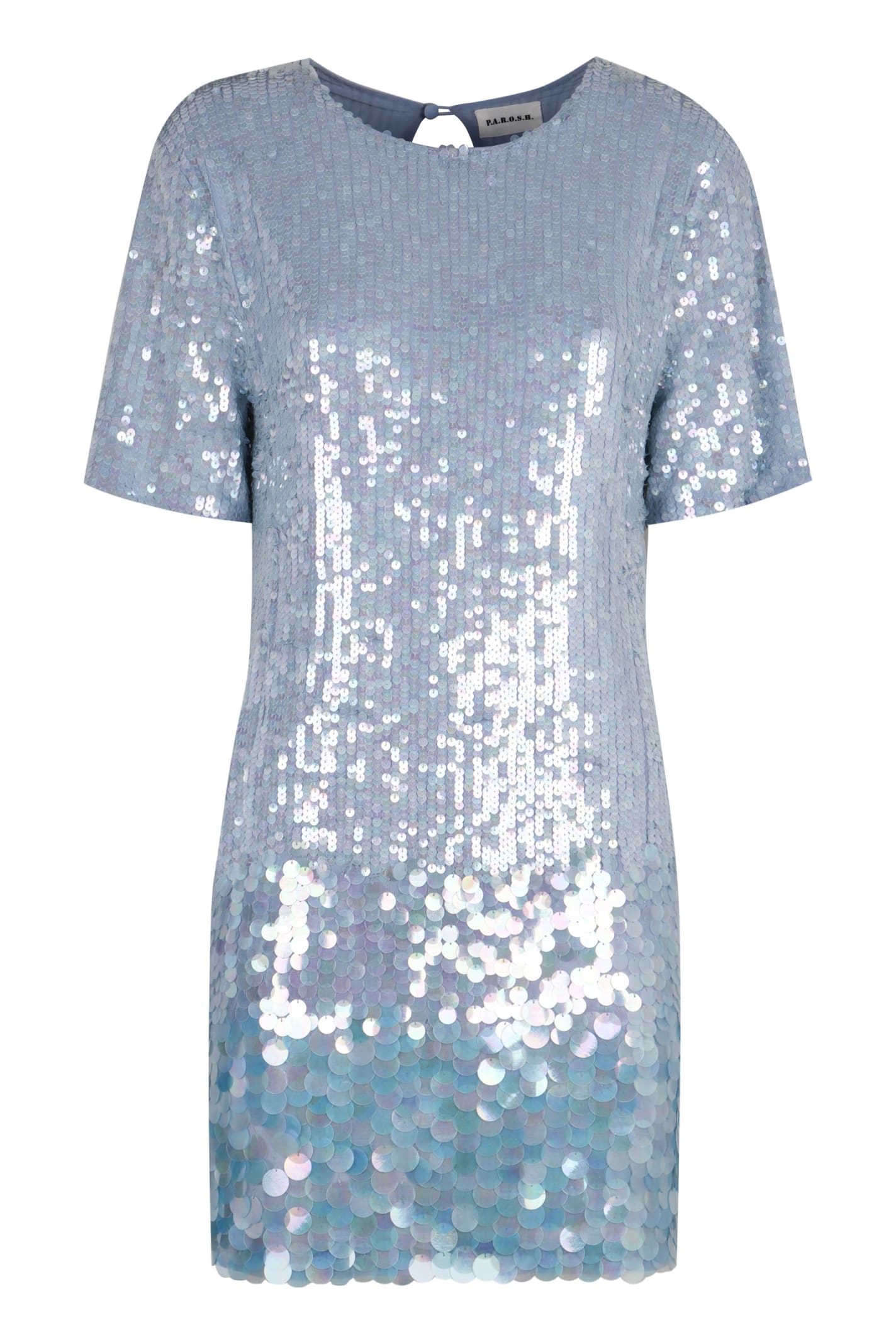 Shop P.a.r.o.s.h Sequin Mini-dress In Light Blue