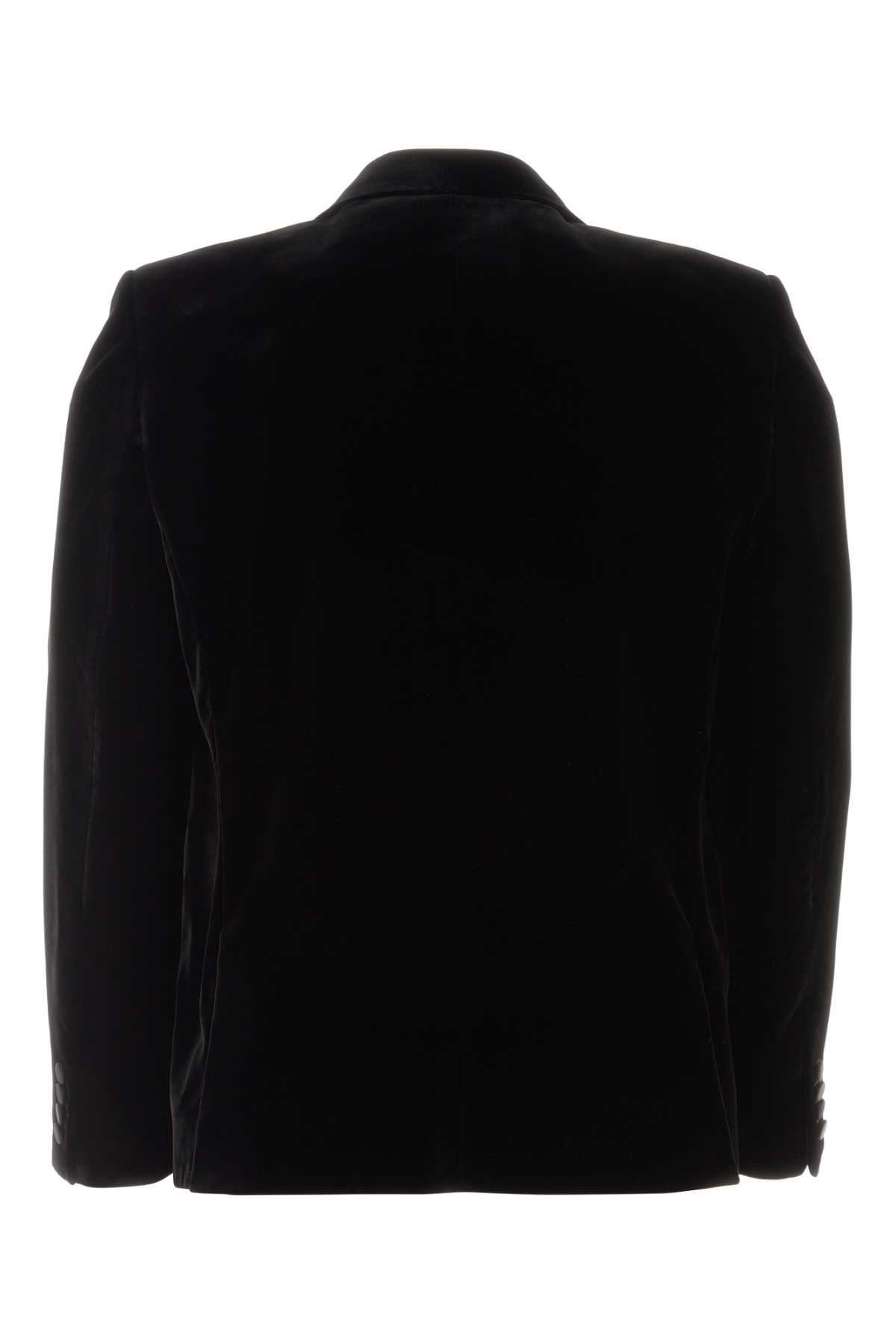 Shop Saint Laurent Black Velvet Blazer In Noir