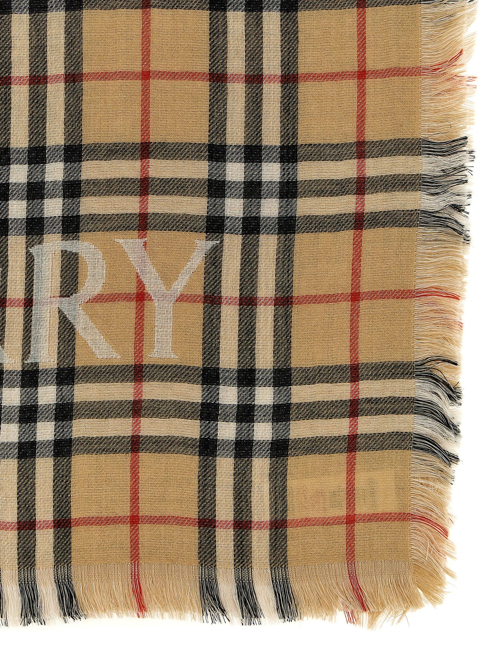 Burberry Check Wool Scarf Scarves And Foulards Multicolor In Multicolor