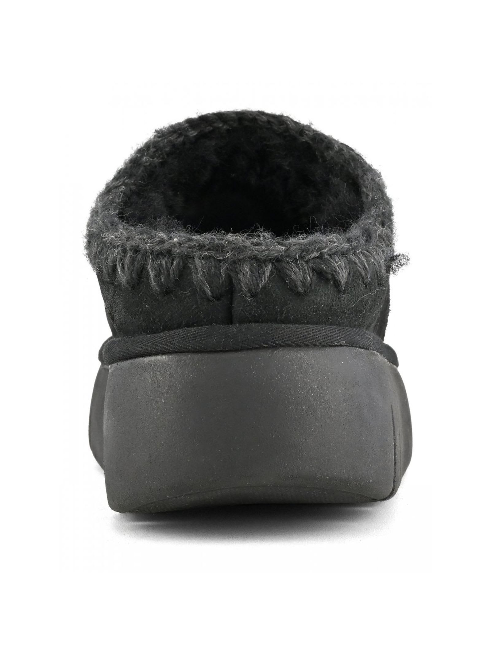 Shop Mou Black Double-face Sheepskin Bounce Clog