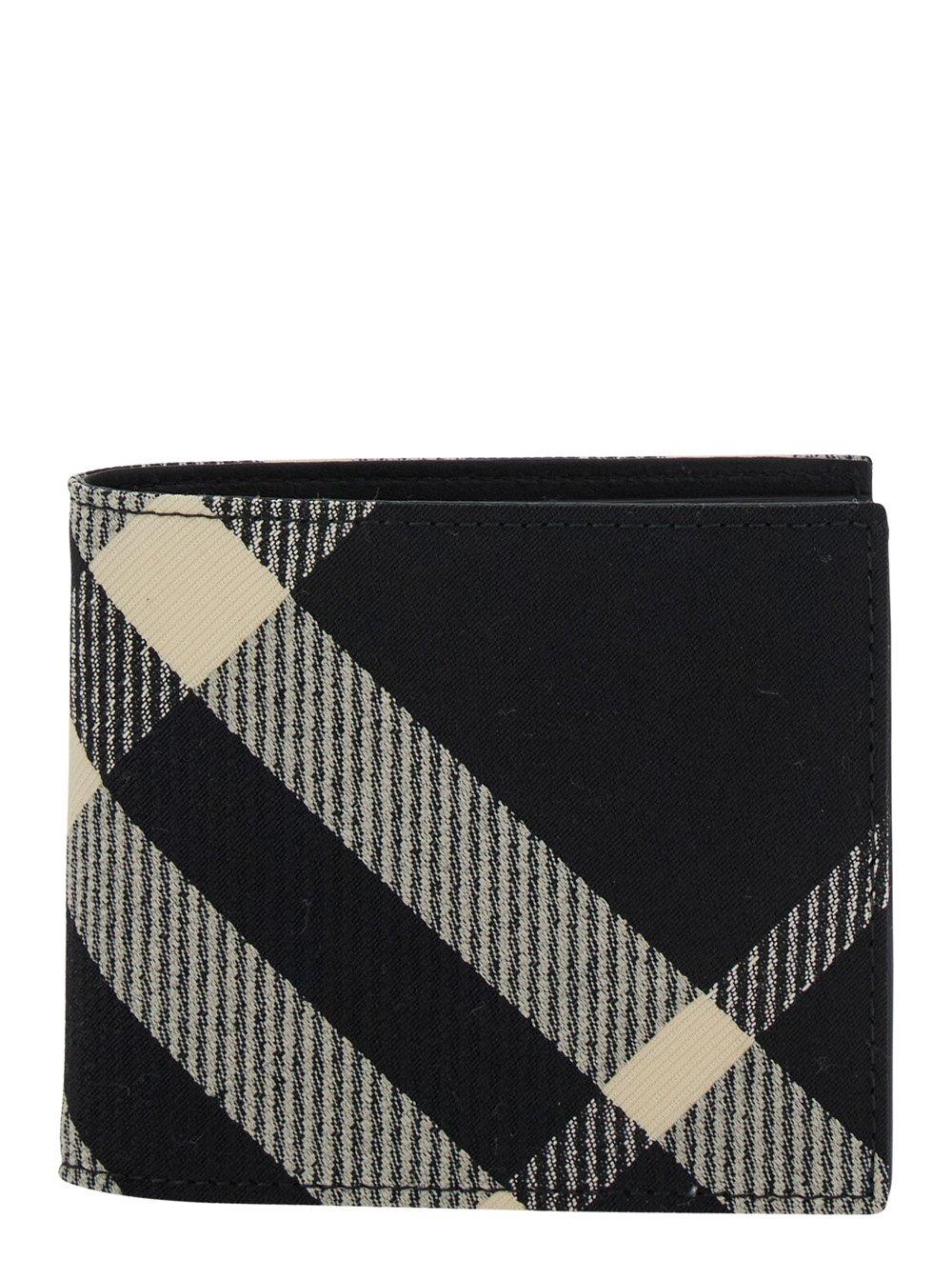 Burberry Check Patterned Bi-fold Wallet In Black Calico
