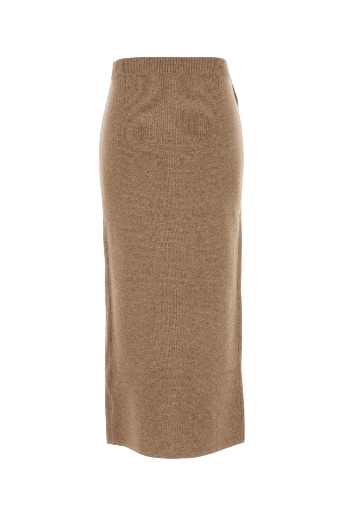 Shop Max Mara Camel Wool Blend Umbria Skirt In 007 Naturale