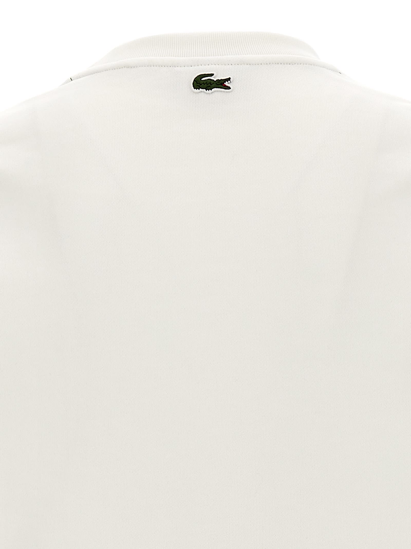 Shop Lacoste Logo Print Sweatshirt In White