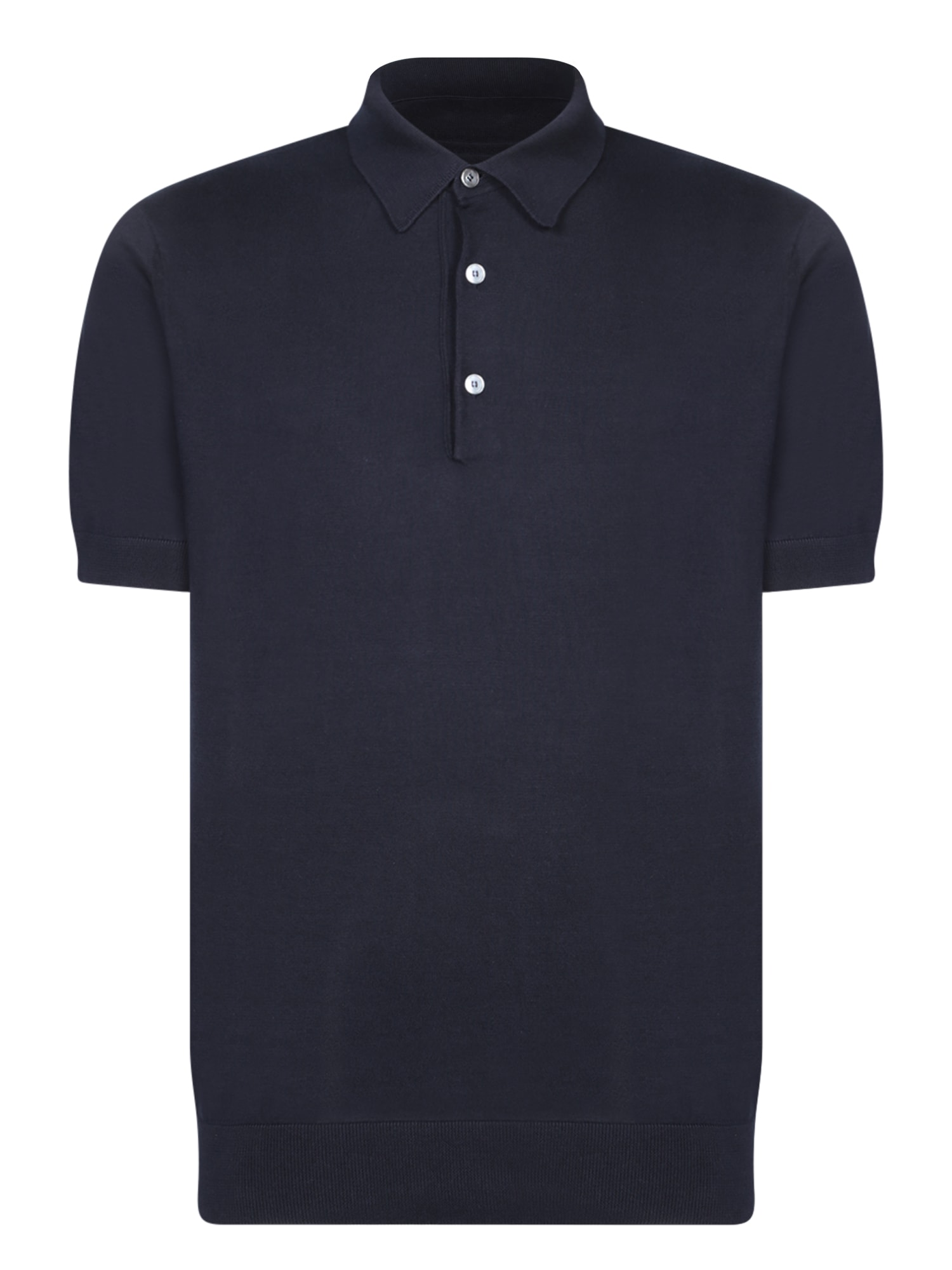 Zegna Premium Cotton Polo Shirt In Blue In Black