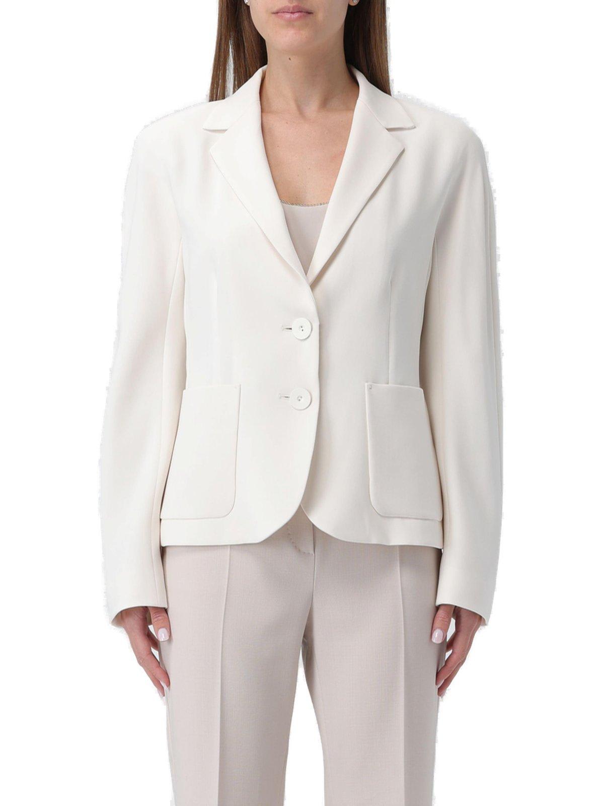 Shop Max Mara Single-breasted Long-sleeved Jacket  Studio In Butter