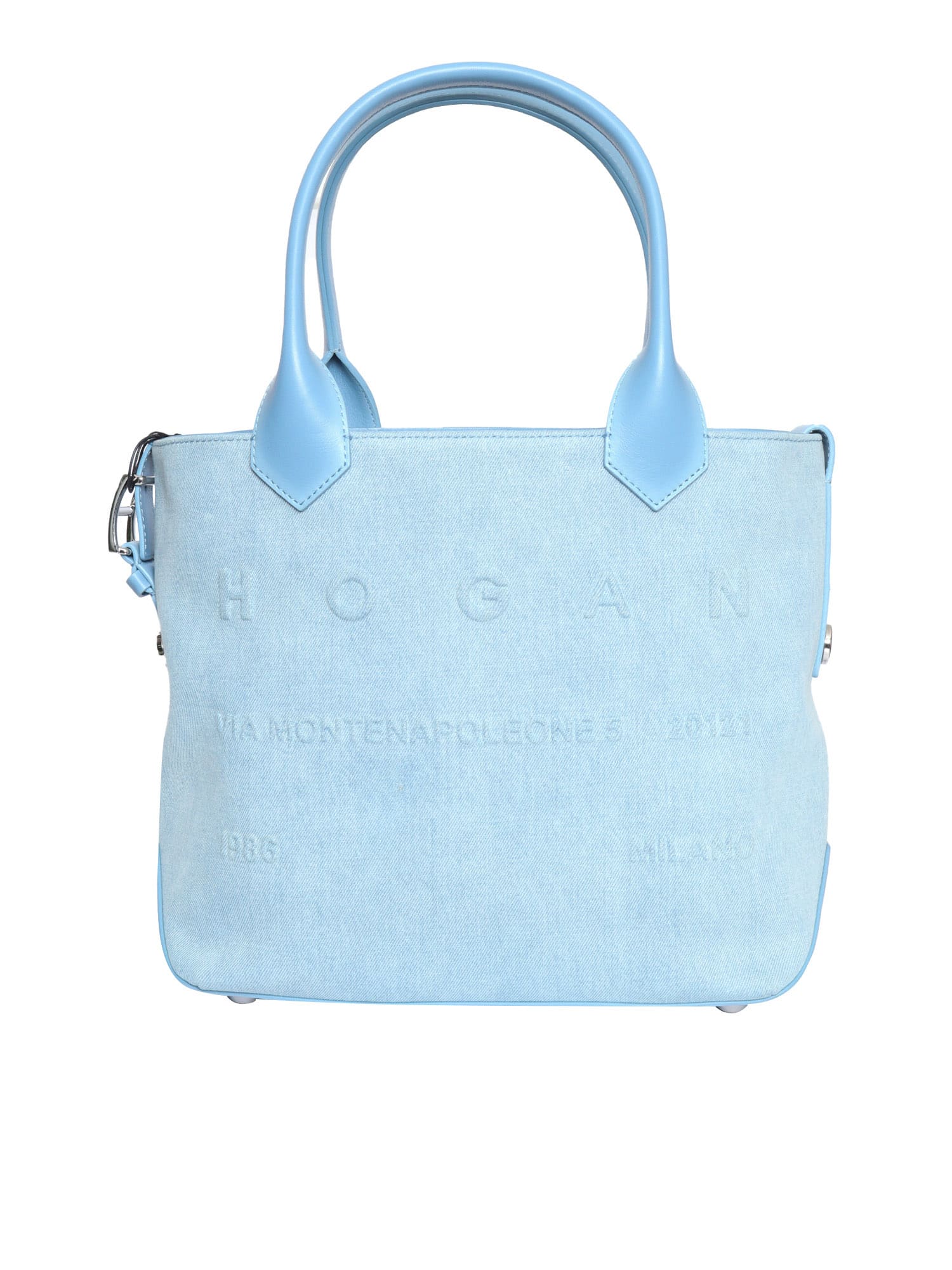 Hogan Script Media Embossed(denim) Bag 14x28x34 Cm