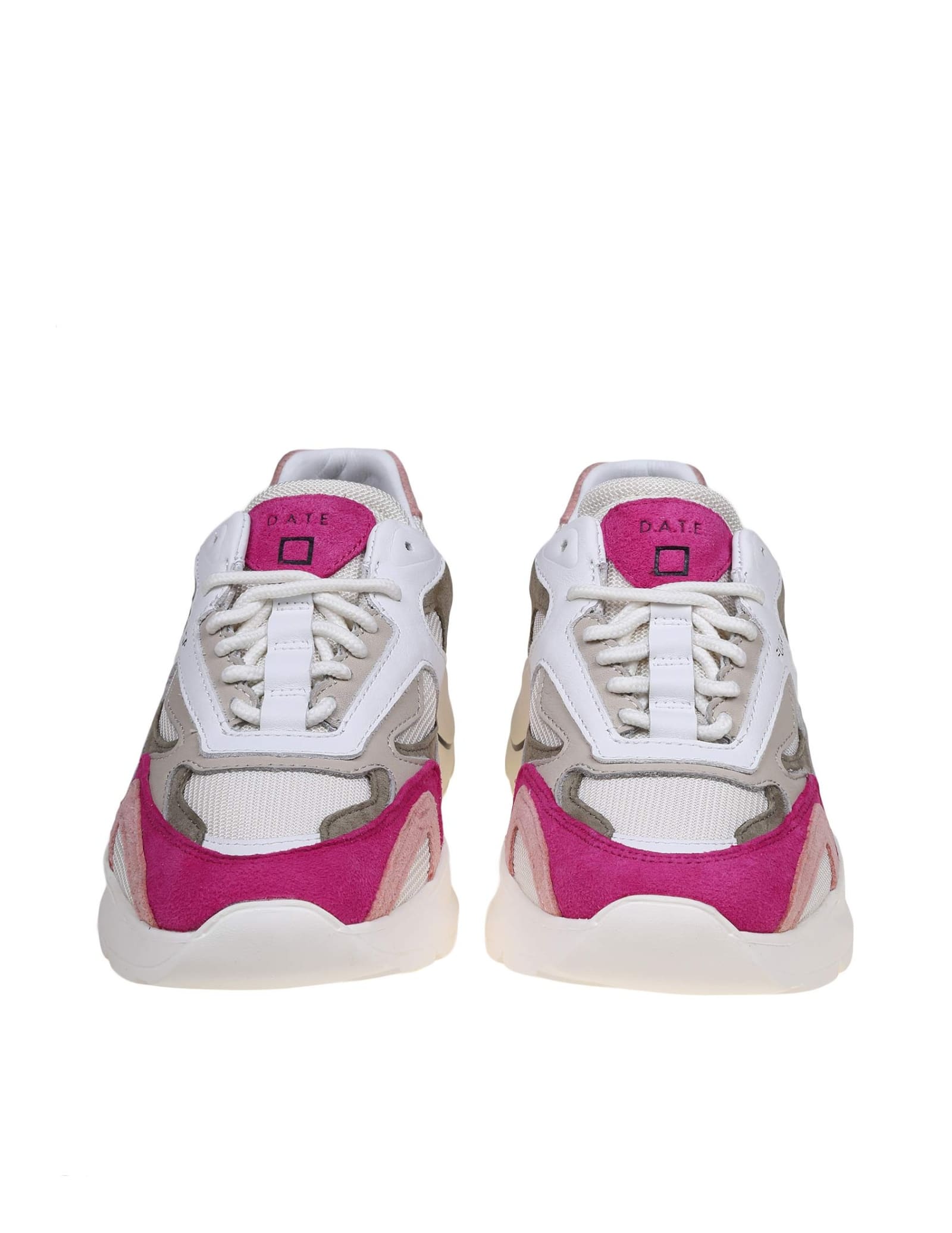 Shop Date Fuga Sneakers In White/fuchsia Leather And Suede In White/fuxia