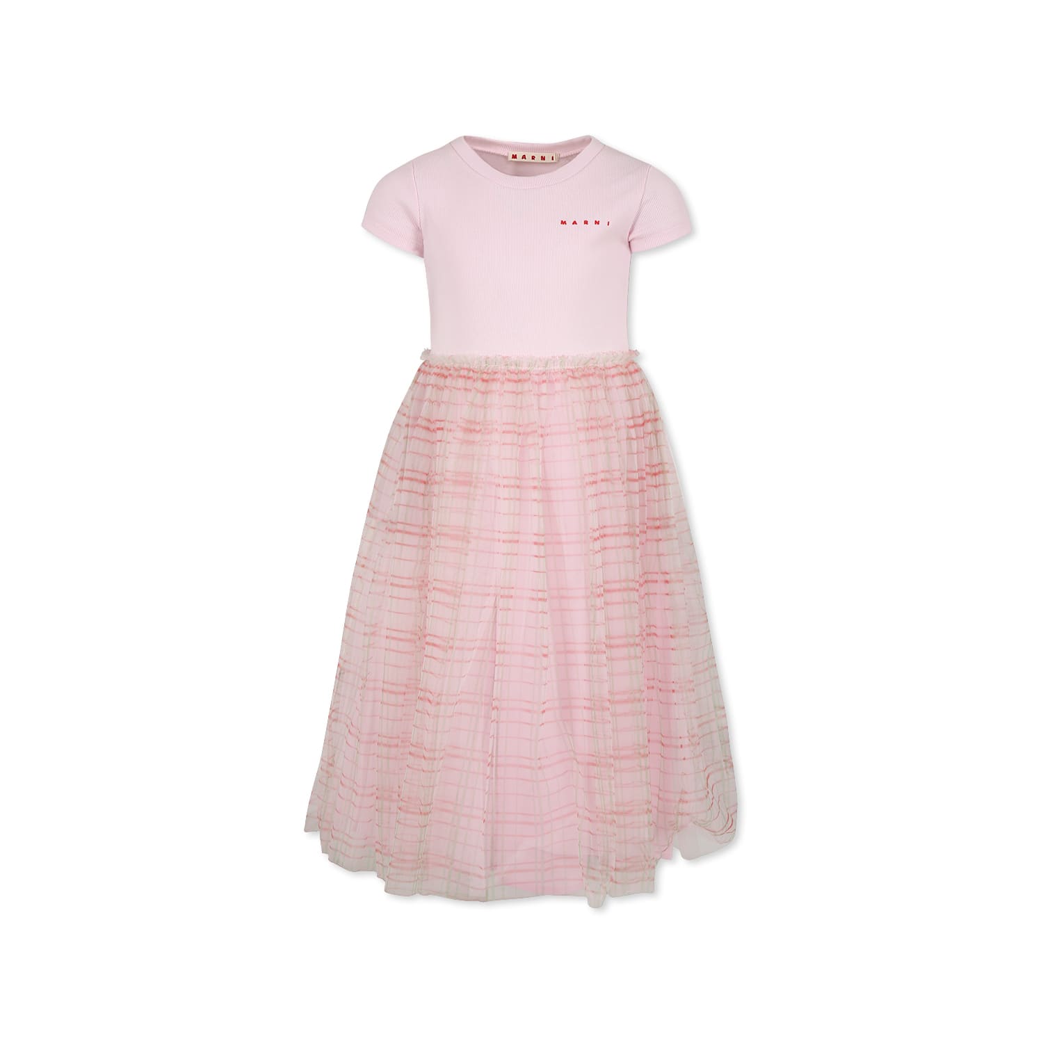 Marni Pink Dress For Girl With Logo In Pink