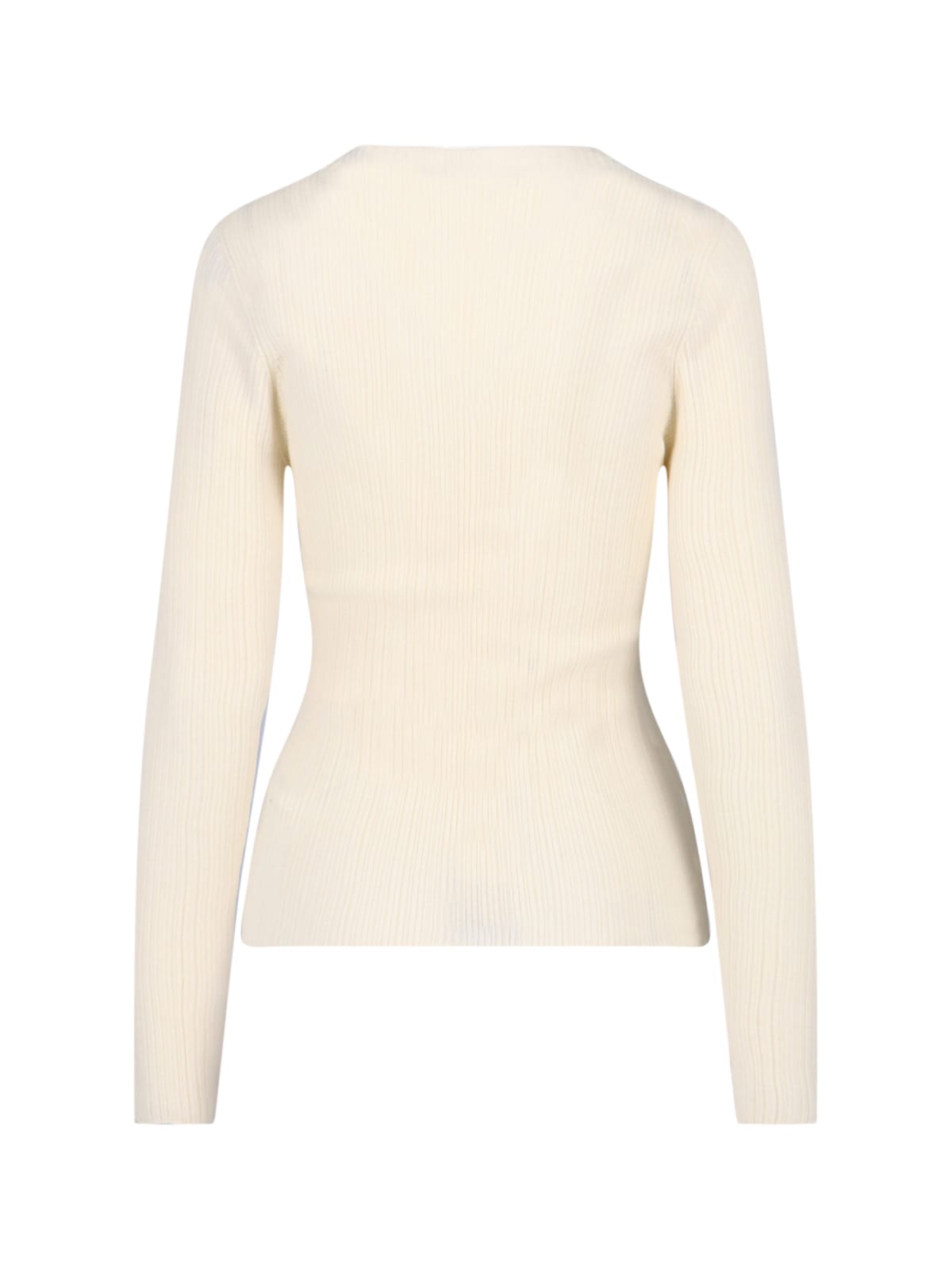 Tonywack Semi-sheer Cream Knit Top With Round Neckline In Neutral