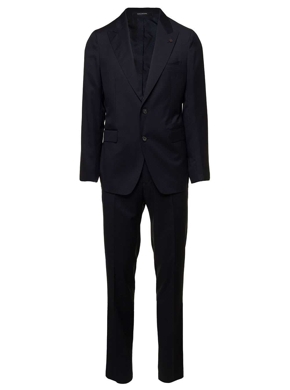 Black Single-breasted Tailored Suit In Wool Man Tagliatore