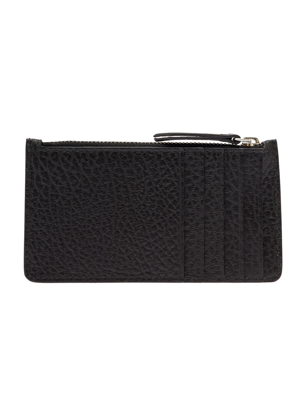 Shop Maison Margiela Black Card-holder With Four Signature Stitching In Grainy Leather Woman