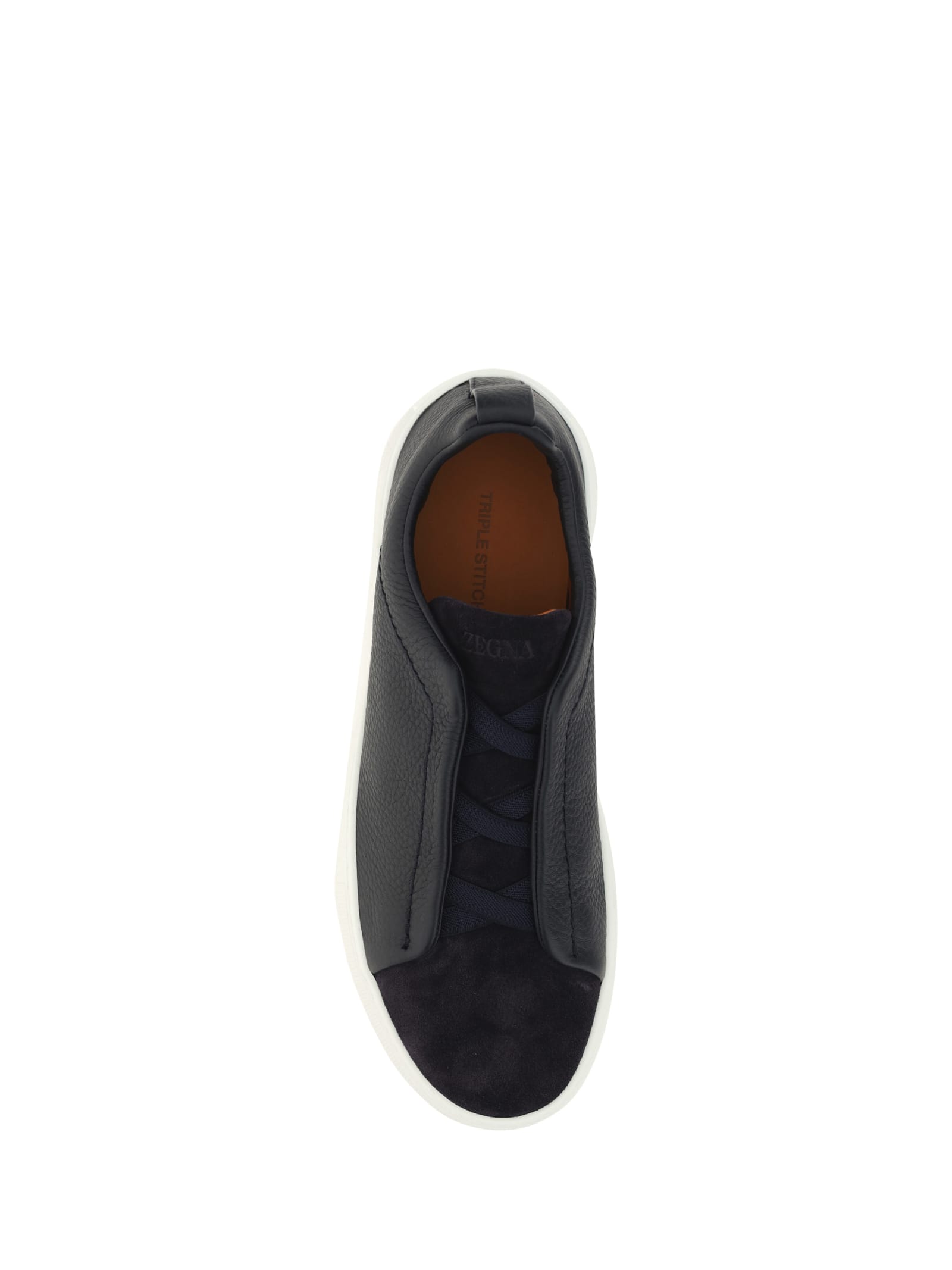 Shop Zegna Low Top Sneakers In Navy Blue