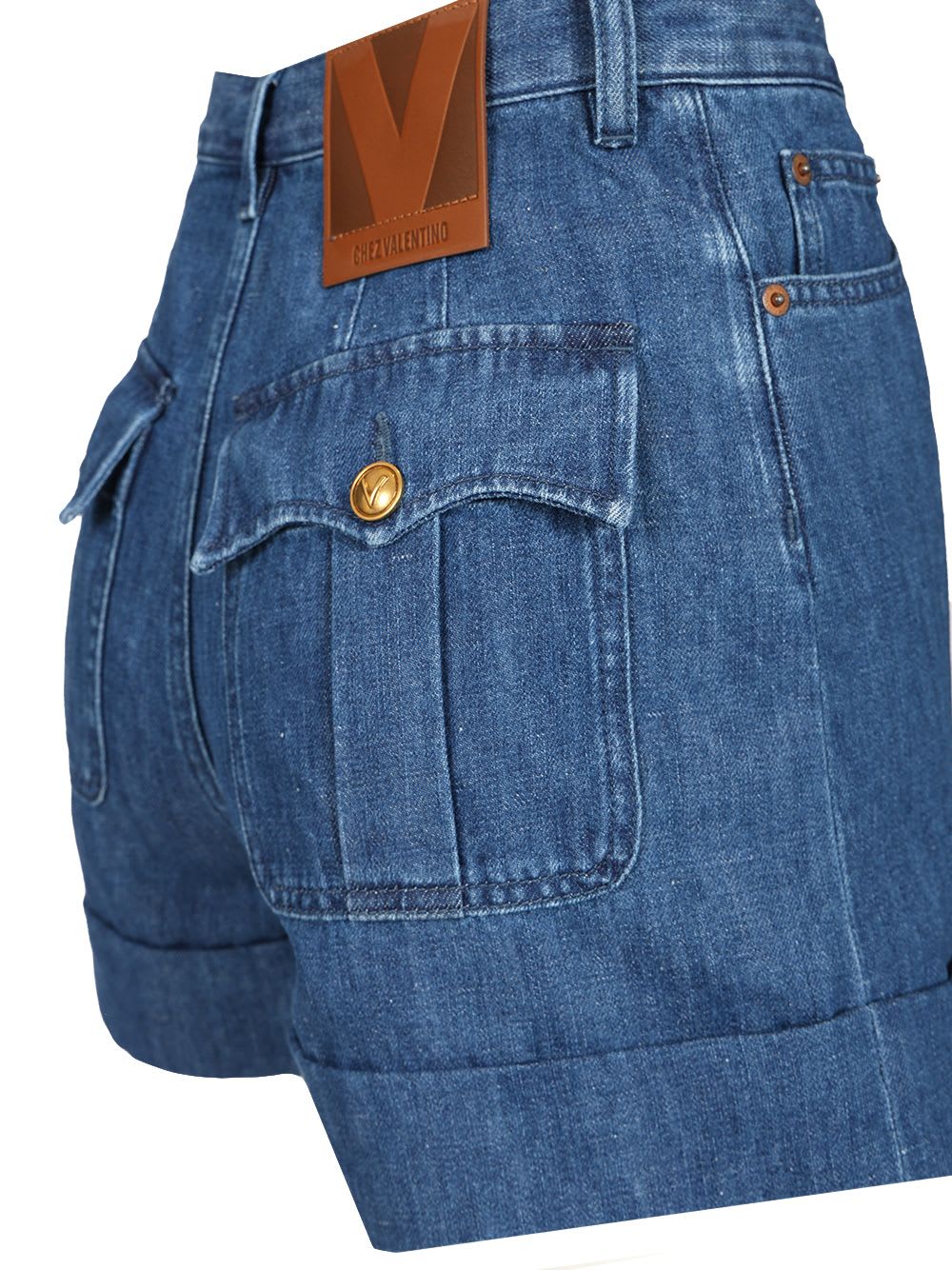 Valentino Denim Shorts With Back Pockets And Belt Loops In Blue