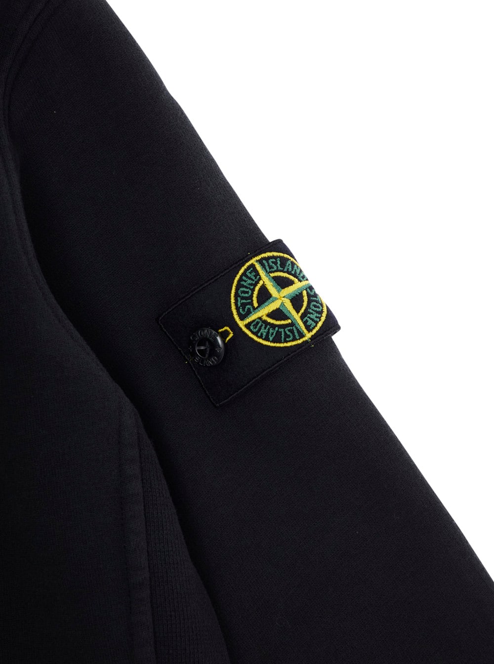 Stone Island Black Crewneck Sweatshirt With Logo Patch On The Sleeve In Cotton Boy In Black