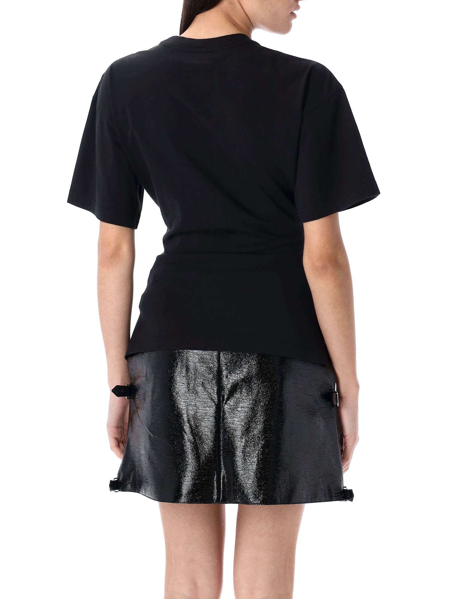 Courrèges Close-fitting Crew Neck T-shirt In Black