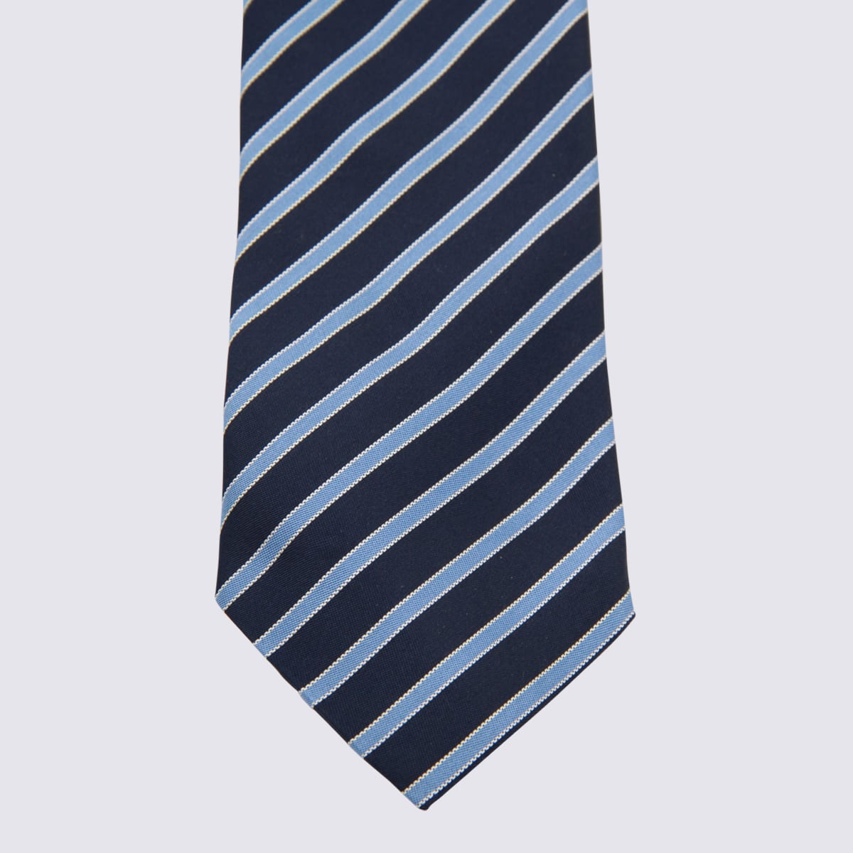 Zegna Diagonal Striped Ties Standard Width In Blue
