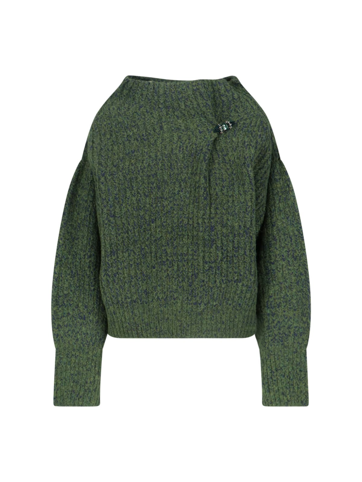 Dries Van Noten Teubina Embellished Oversize Sweater In Green