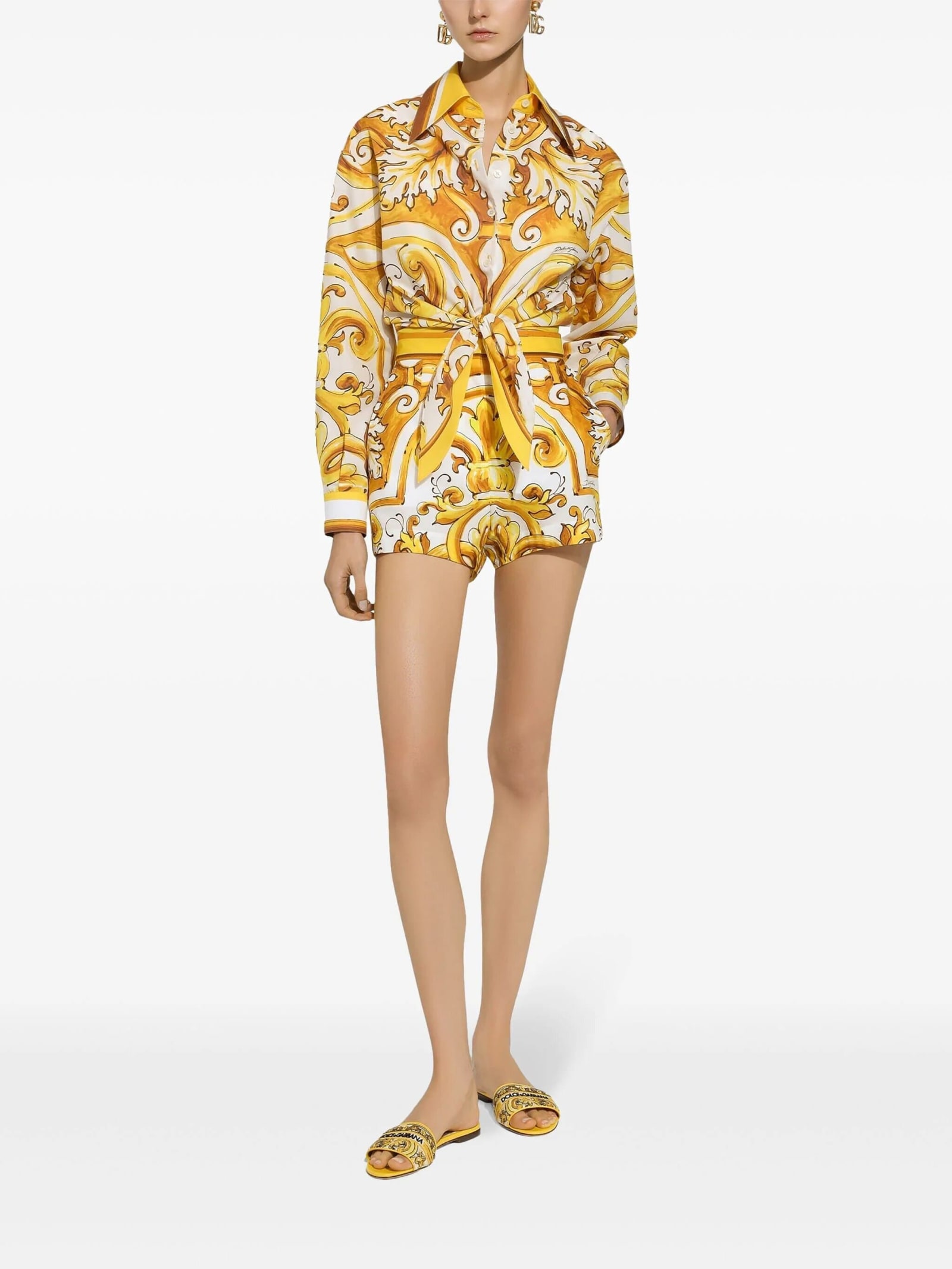 Shop Dolce & Gabbana Camicia St Maiolica In Dq Giallo