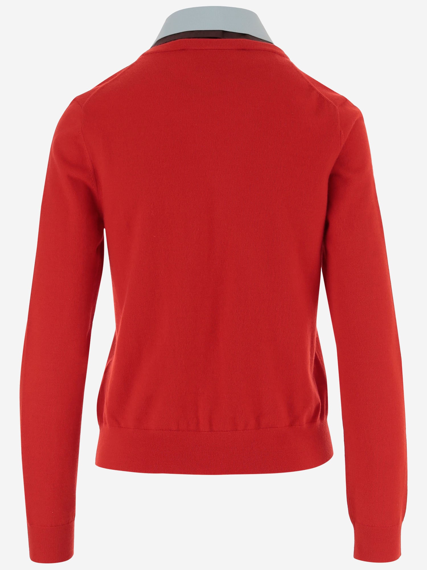 Tory Burch Wool Blend Sweater With Removable Collar In Red