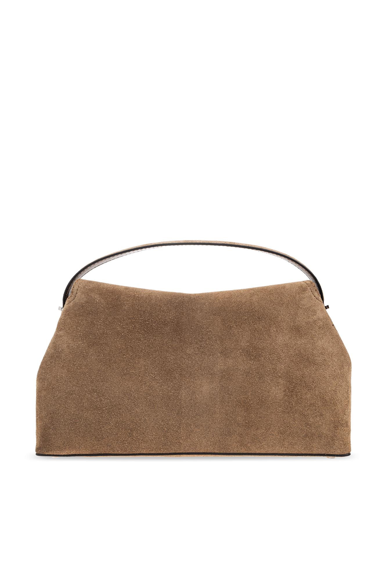 Totême T Lock Suede Top-handle Bag In Tobacco