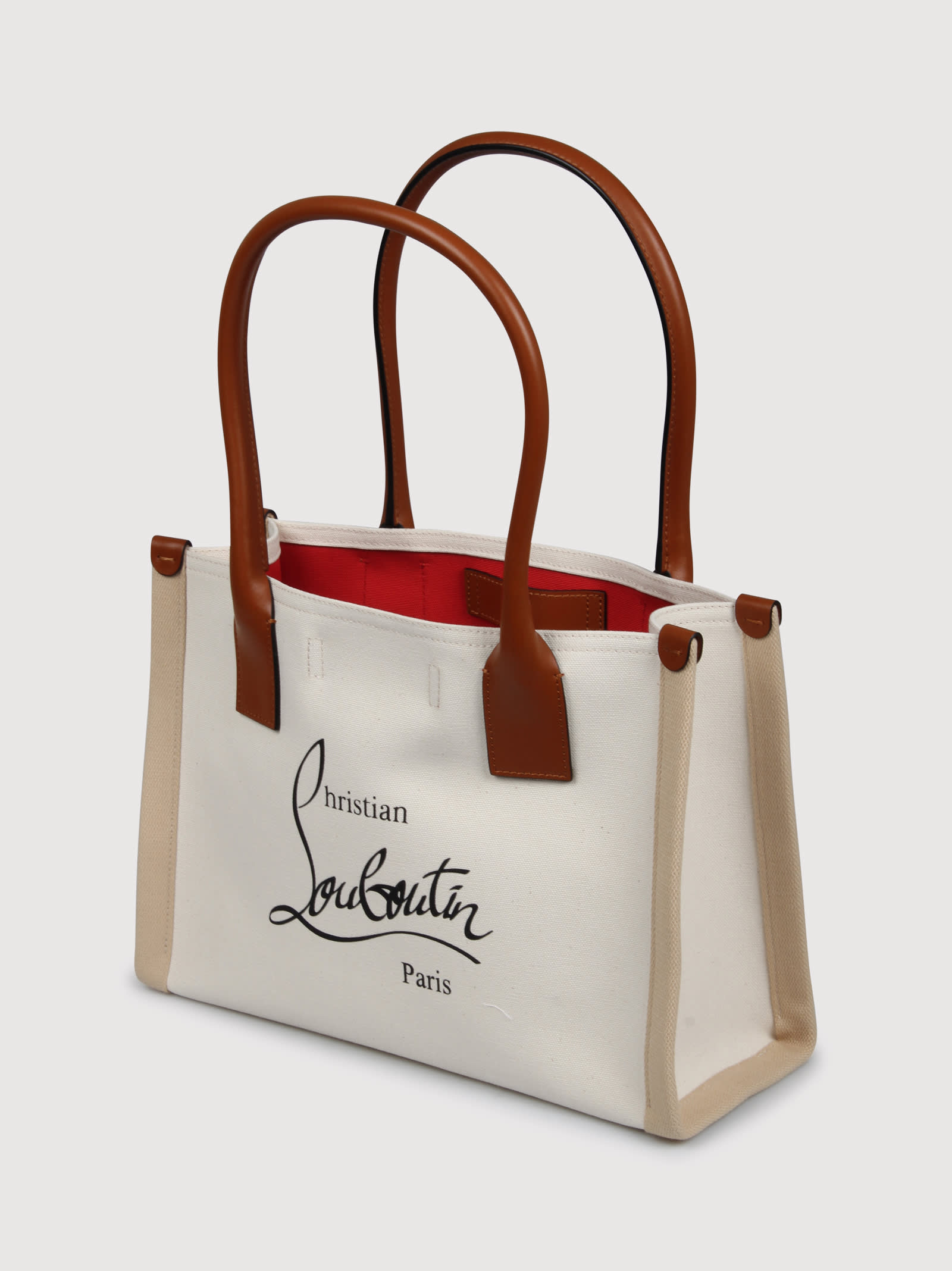 Shop Christian Louboutin Nastroloubi Canvas Tote In Nude & Neutrals