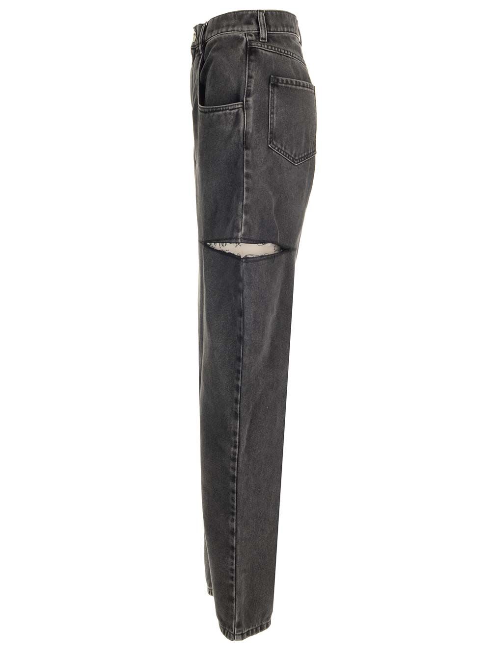 Maison Margiela High-waisted Black Denim Jeans With Relaxed Straight-leg Fit In Black