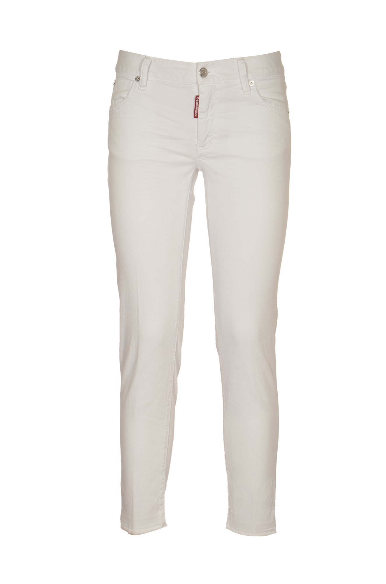 Shop Dsquared2 Buttoned Fitted Jeans In White