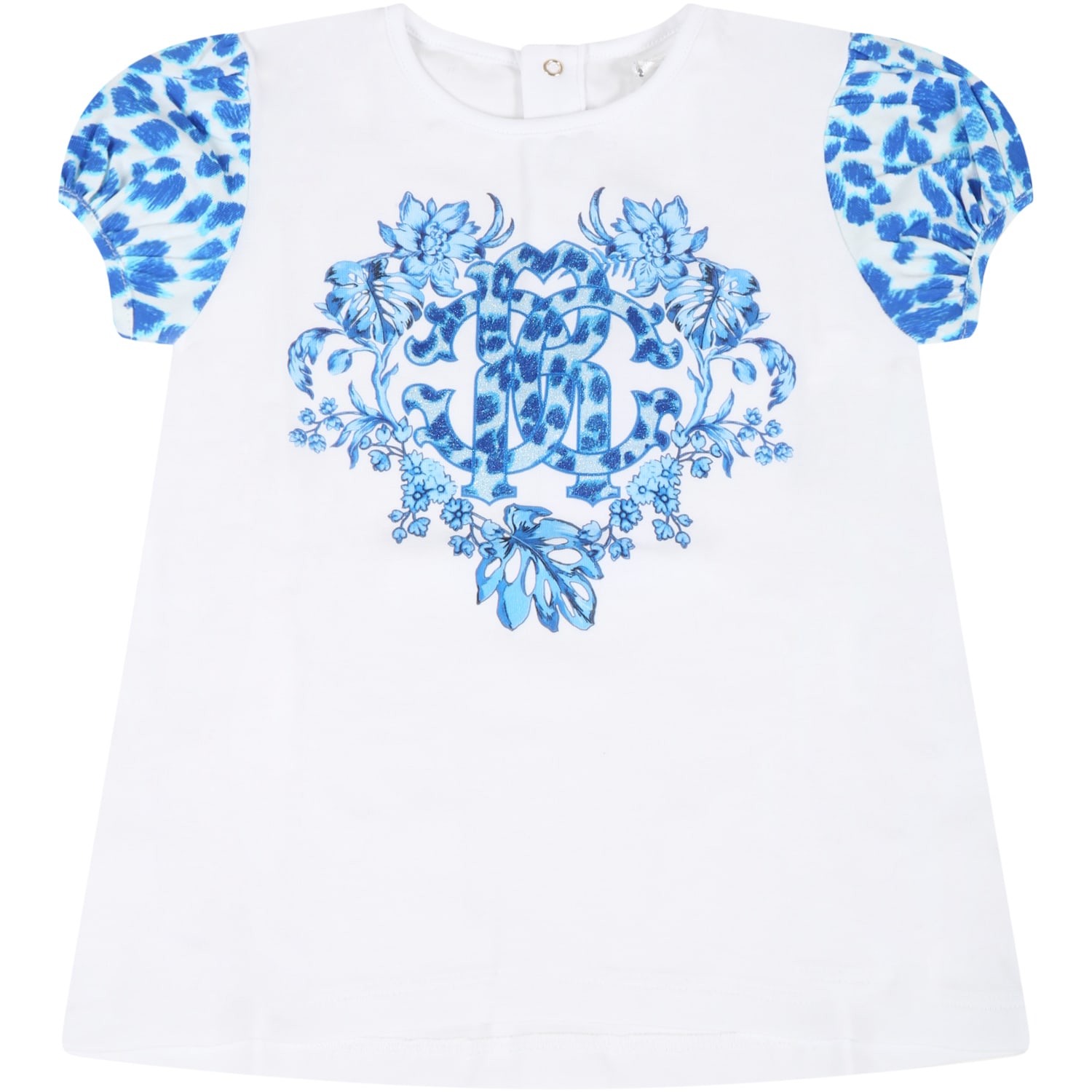 Roberto Cavalli White T-shirt For Baby Girl With Logo