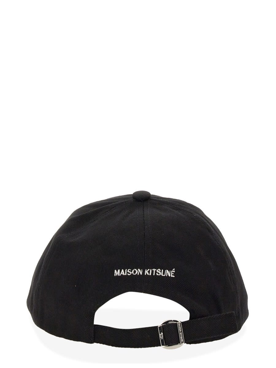 Shop Maison Kitsuné Fox Head Baseball Hat In Black