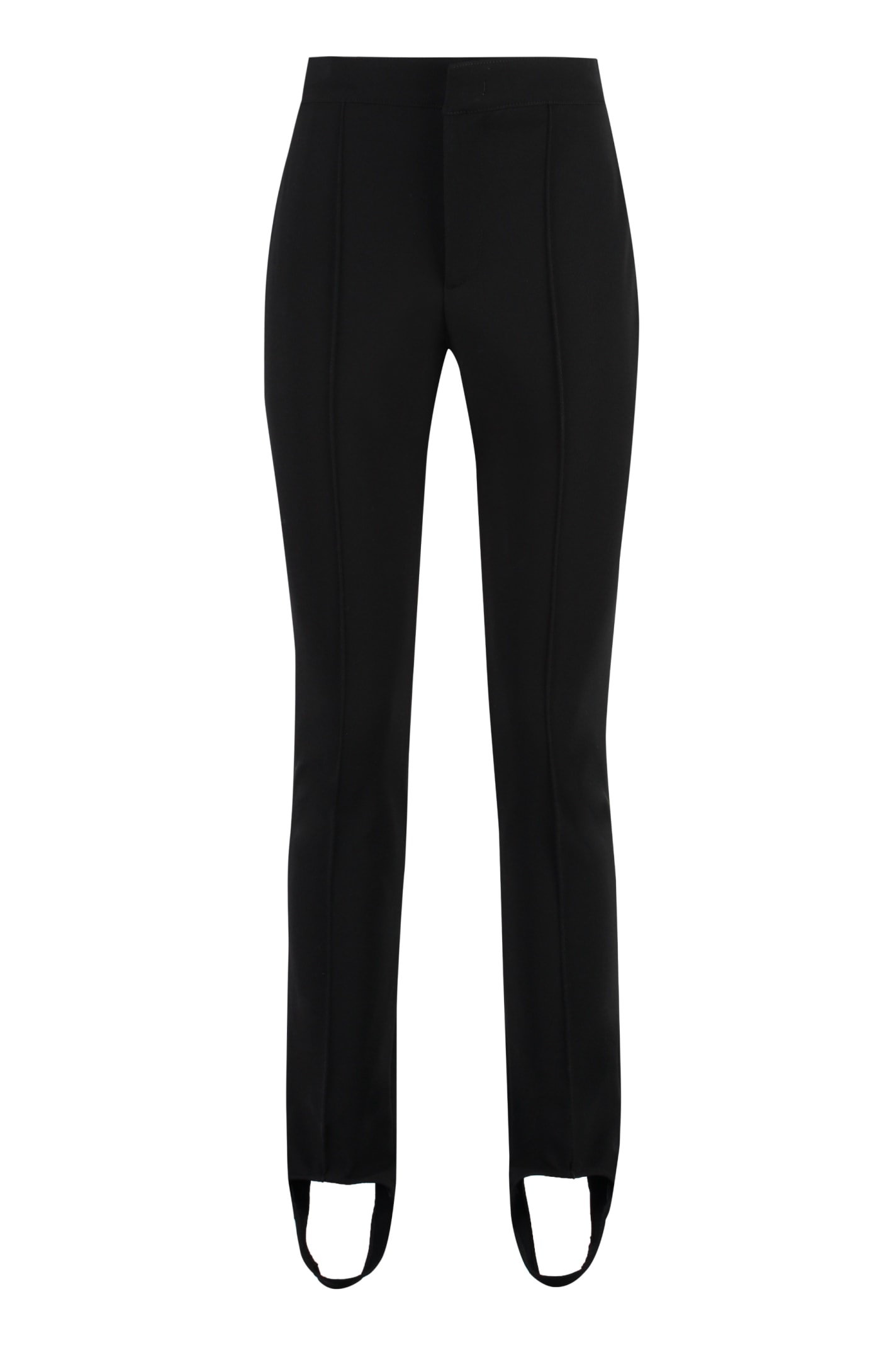 Shop Moncler Stretch Twill Trousers In Black