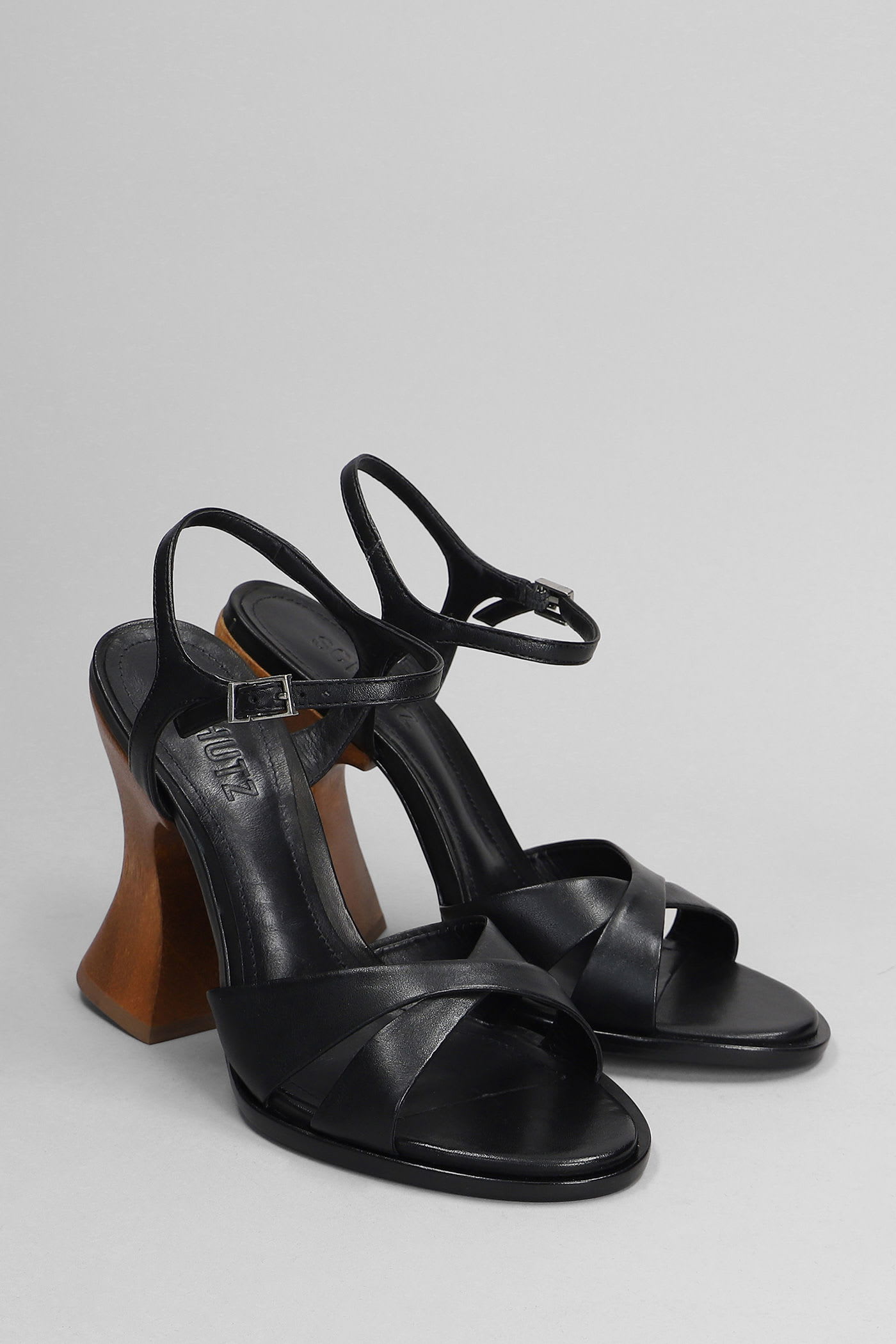 Shop Schutz Hilda Curve Sandals In Black Leather